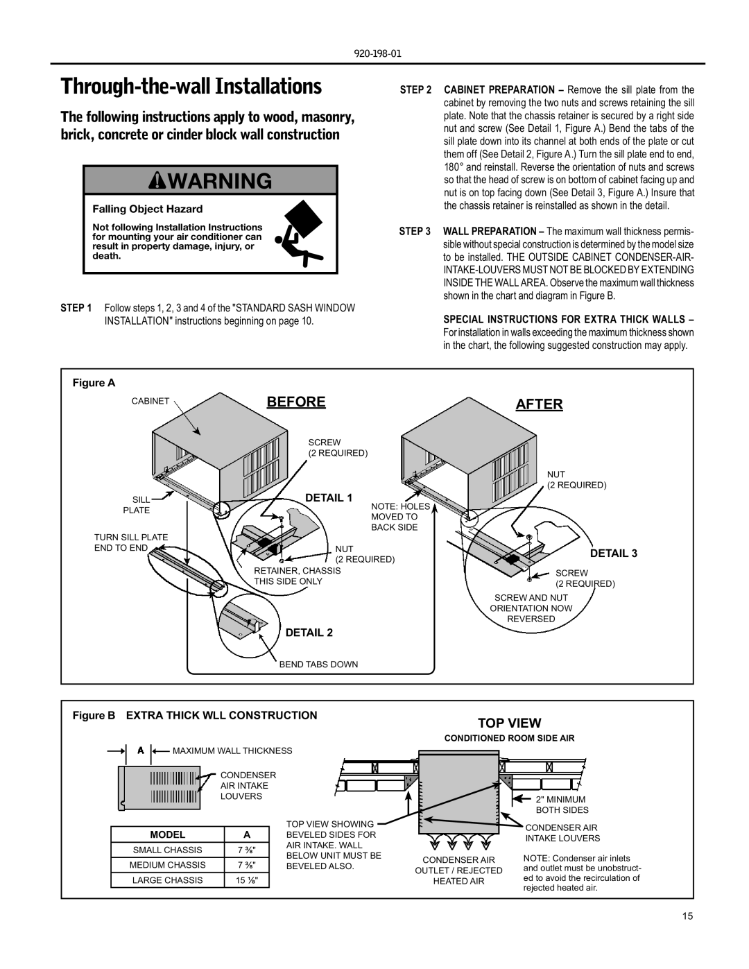 Friedrich YS09 operation manual Through-the-wall Installations, Detail, Model 