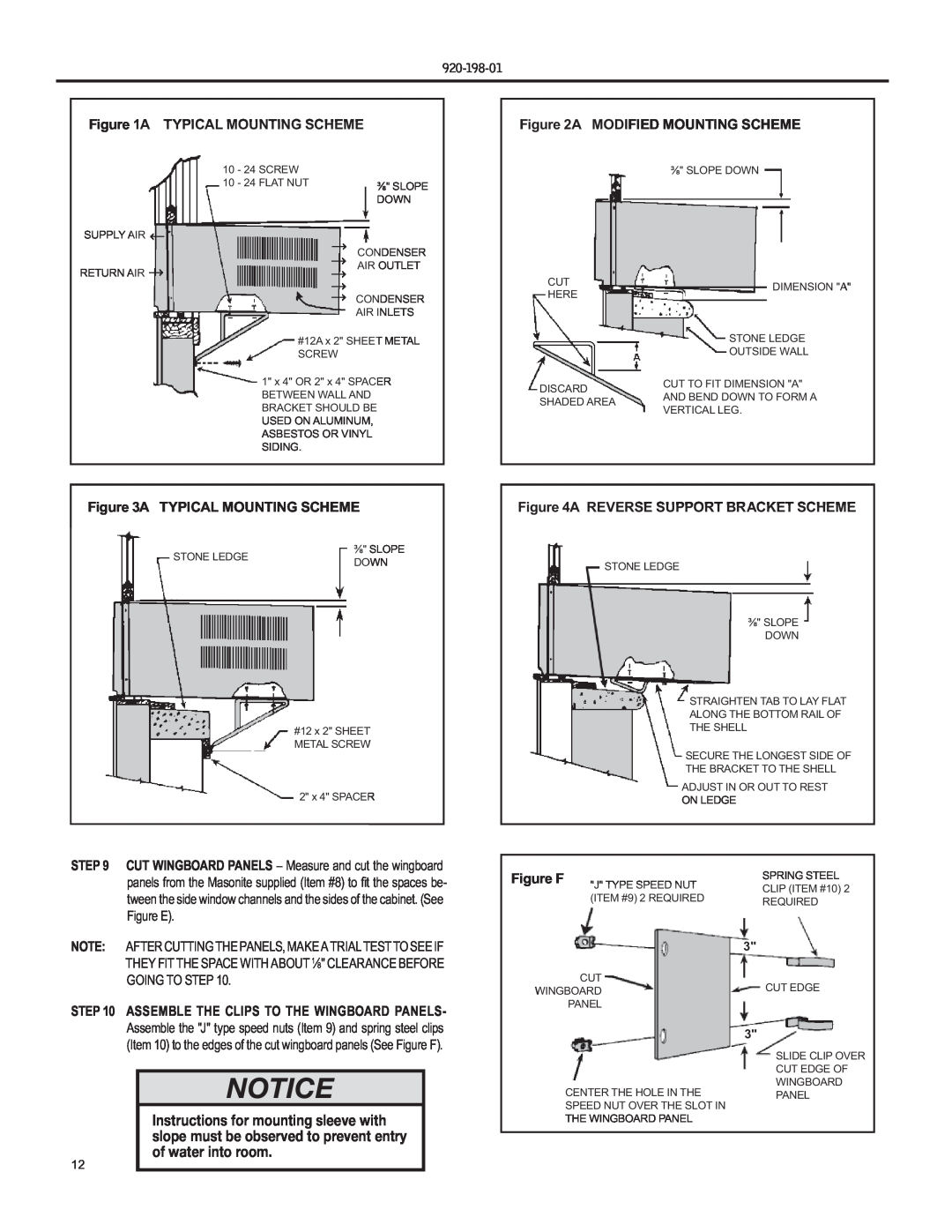 Friedrich YS09 A Typical Mounting Scheme, A Modified Mounting Scheme, A Reverse Support Bracket Scheme, Figure F 