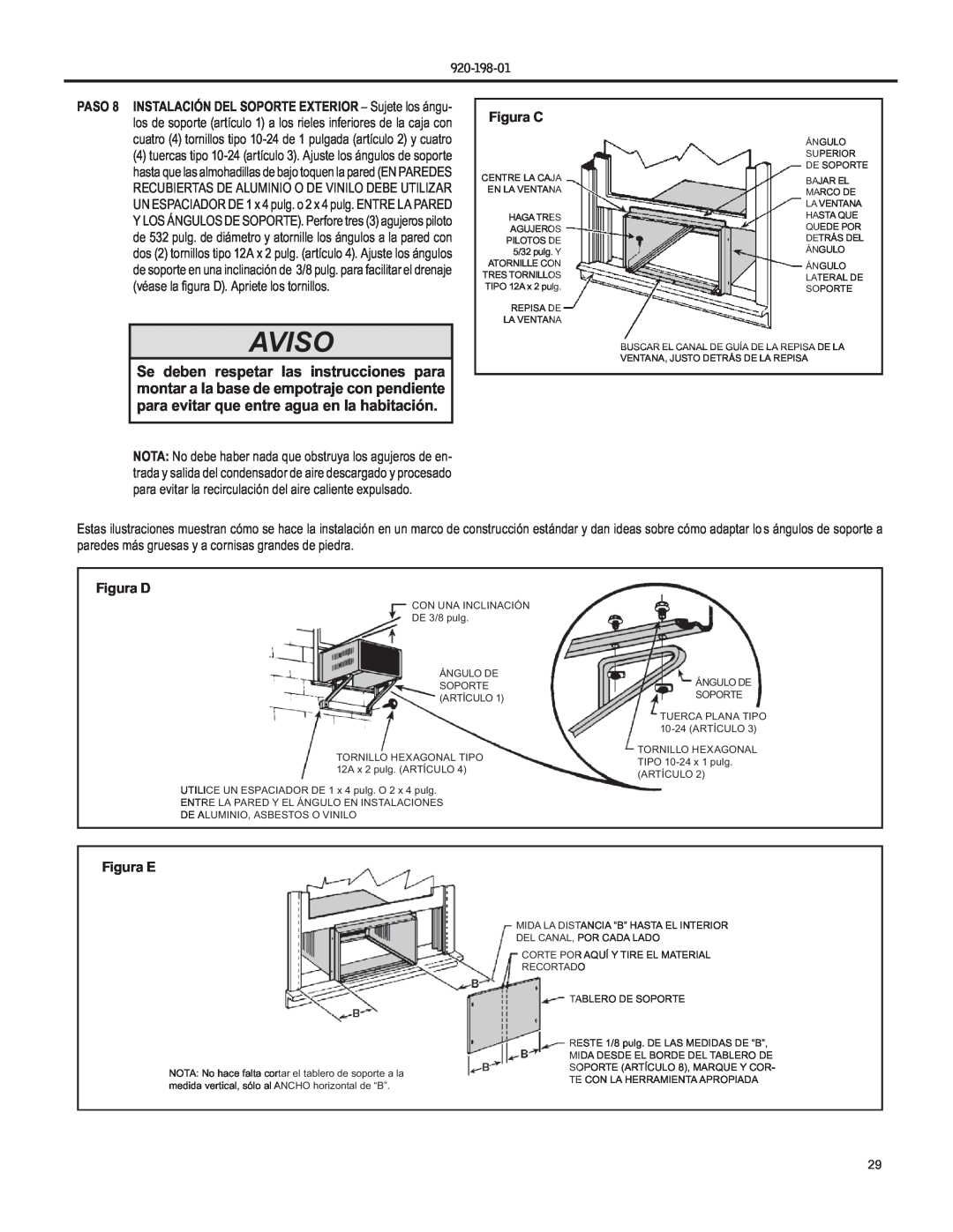 Friedrich YS09 operation manual Aviso, Figura C, Figura D, Figura E 