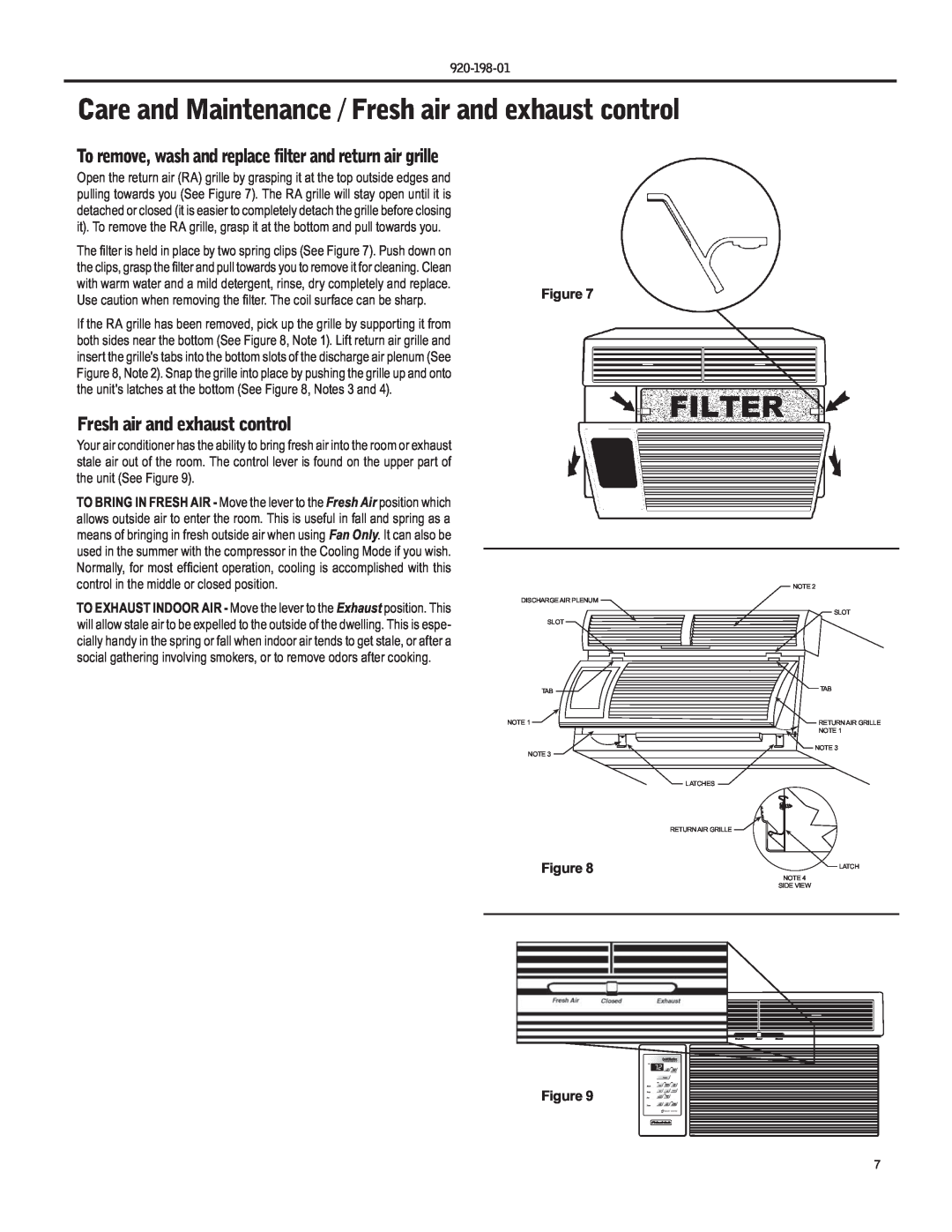 Friedrich YS09 operation manual Fresh air and exhaust control, Dischargeair Plenum, Slot, Latch 