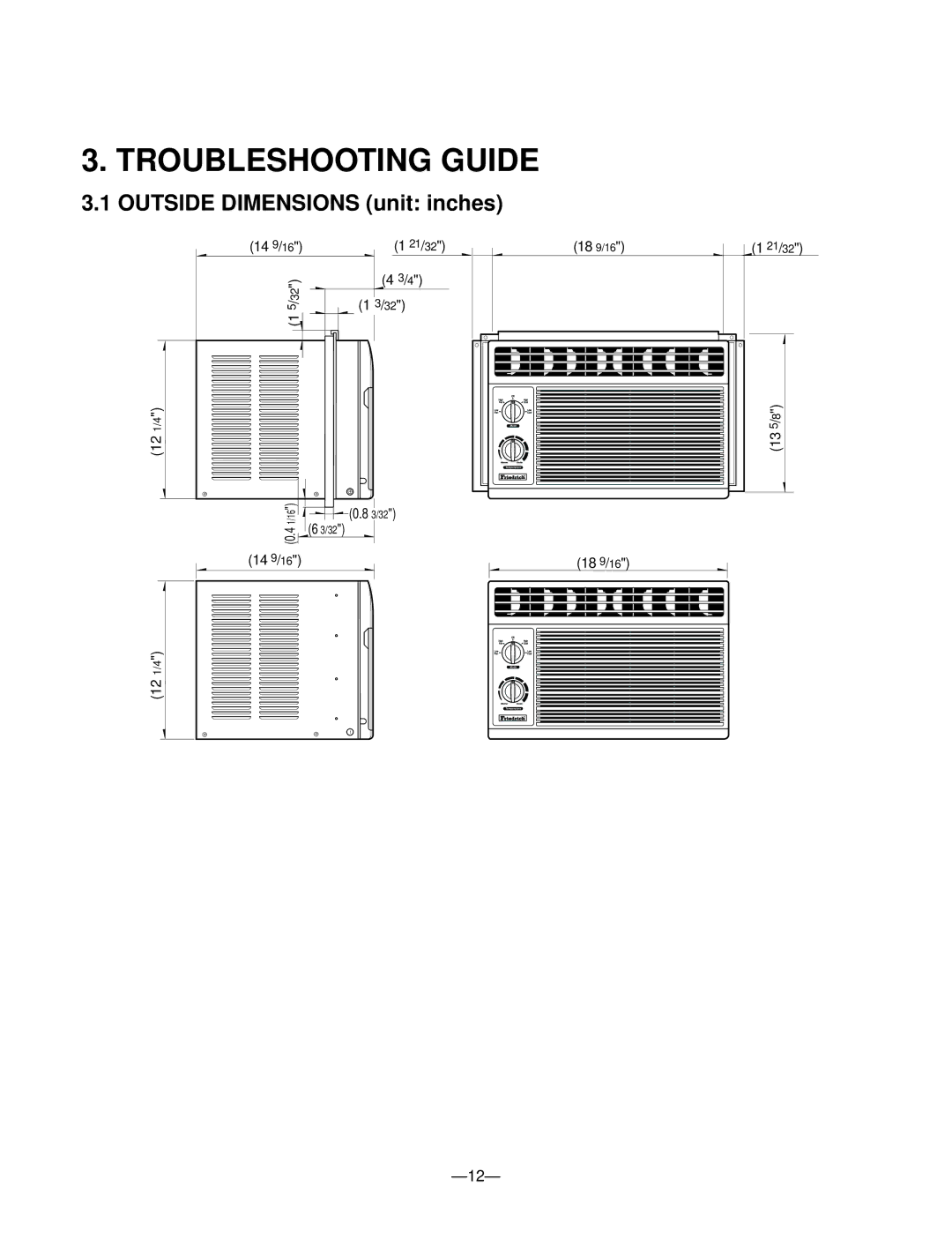 Friedrich ZQ05C10 manual Troubleshooting Guide 