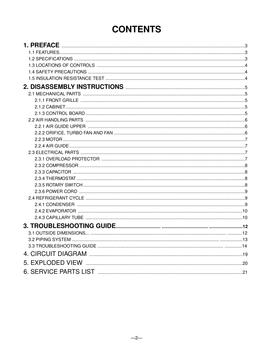 Friedrich ZQ07B10, ZQ05B10 manual Contents 