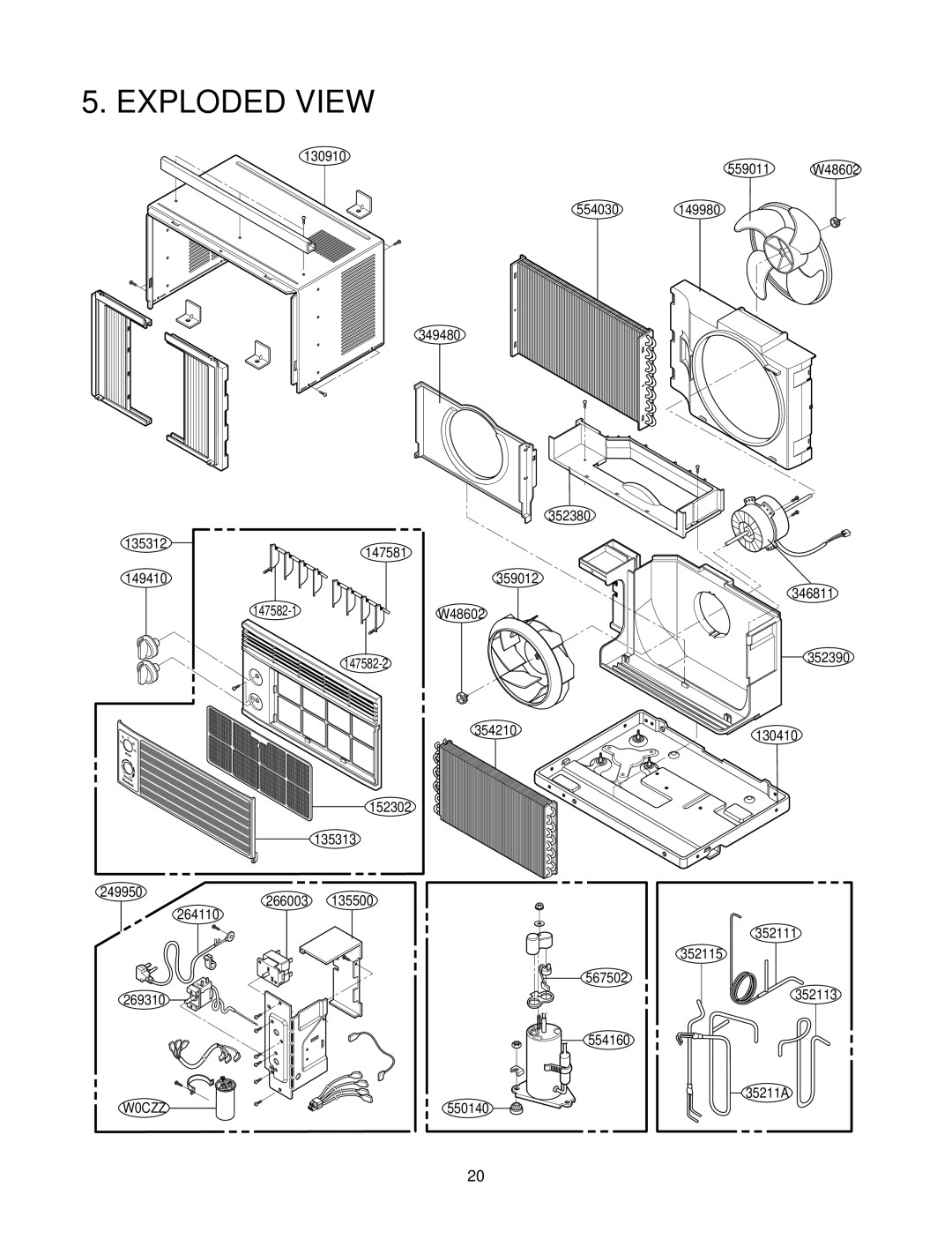 Friedrich ZQ07B10, ZQ05B10 manual Exploded View 