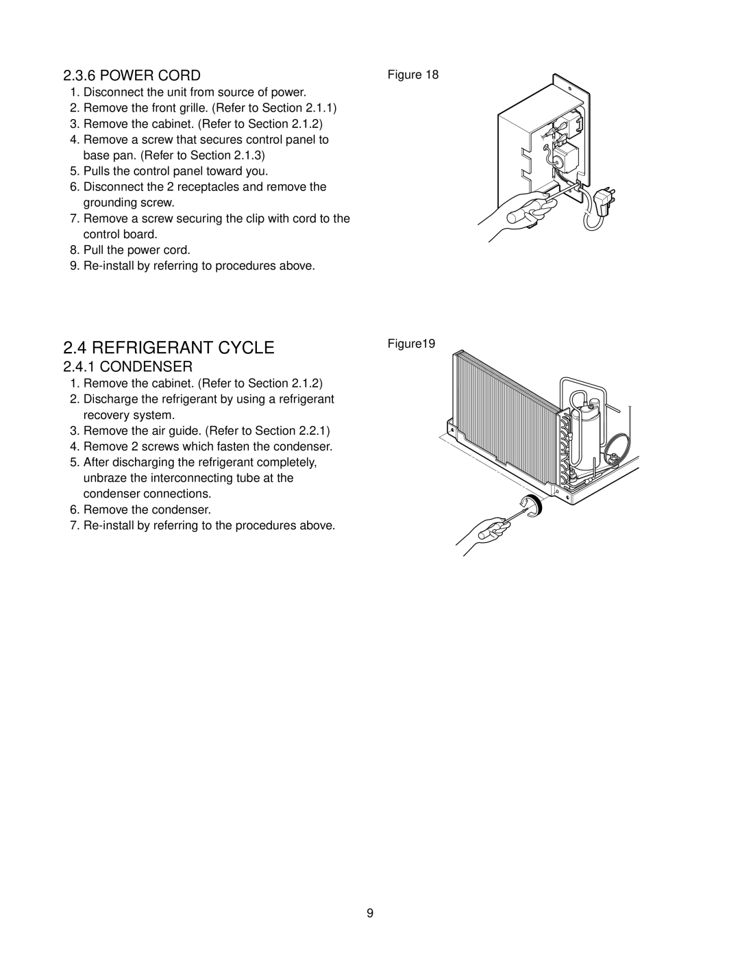 Friedrich ZQ05B10, ZQ07B10 manual Refrigerant Cycle, Power Cord, Condenser 