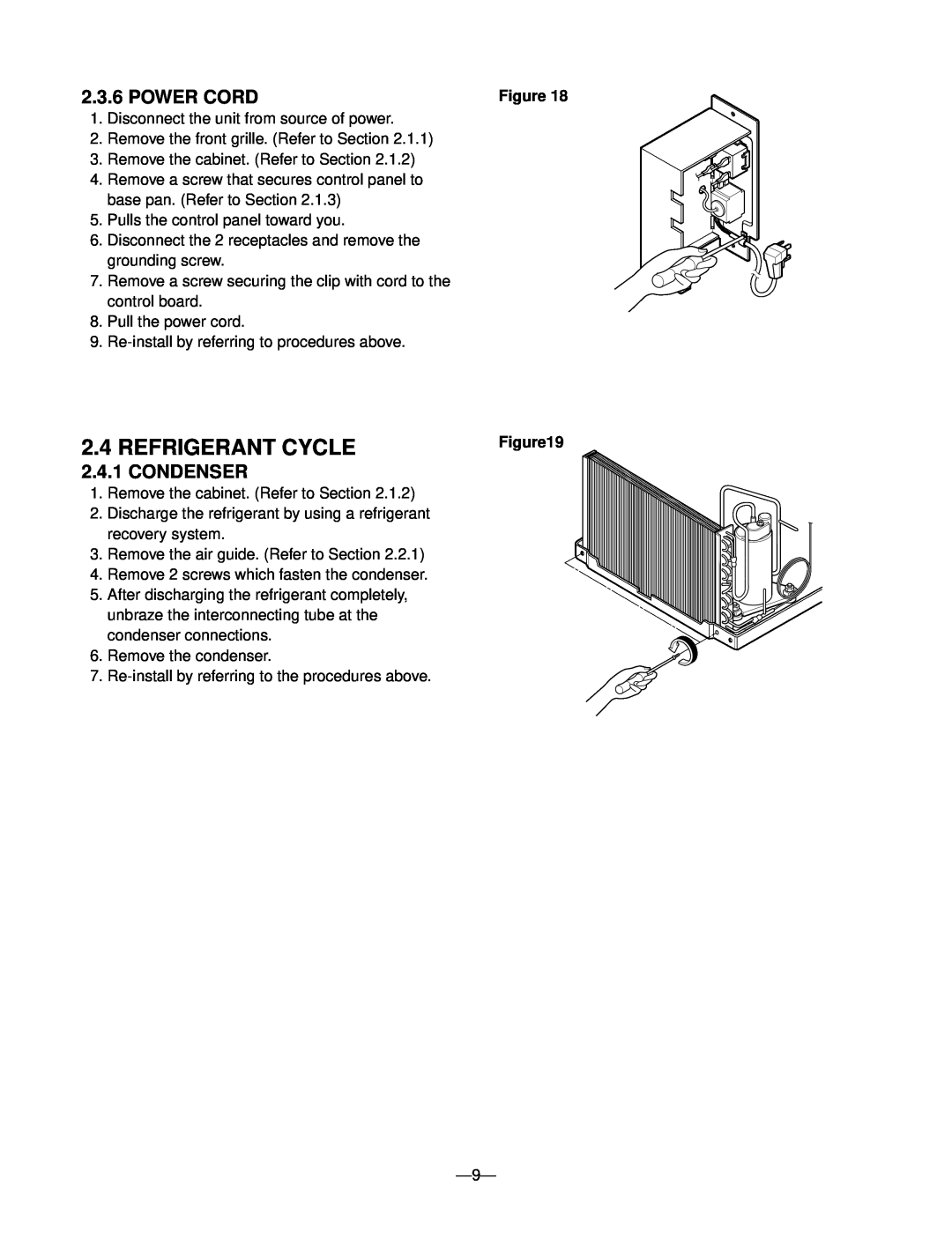 Friedrich ZQ05B10, ZQ07B10 manual Refrigerant Cycle, Power Cord, Condenser 