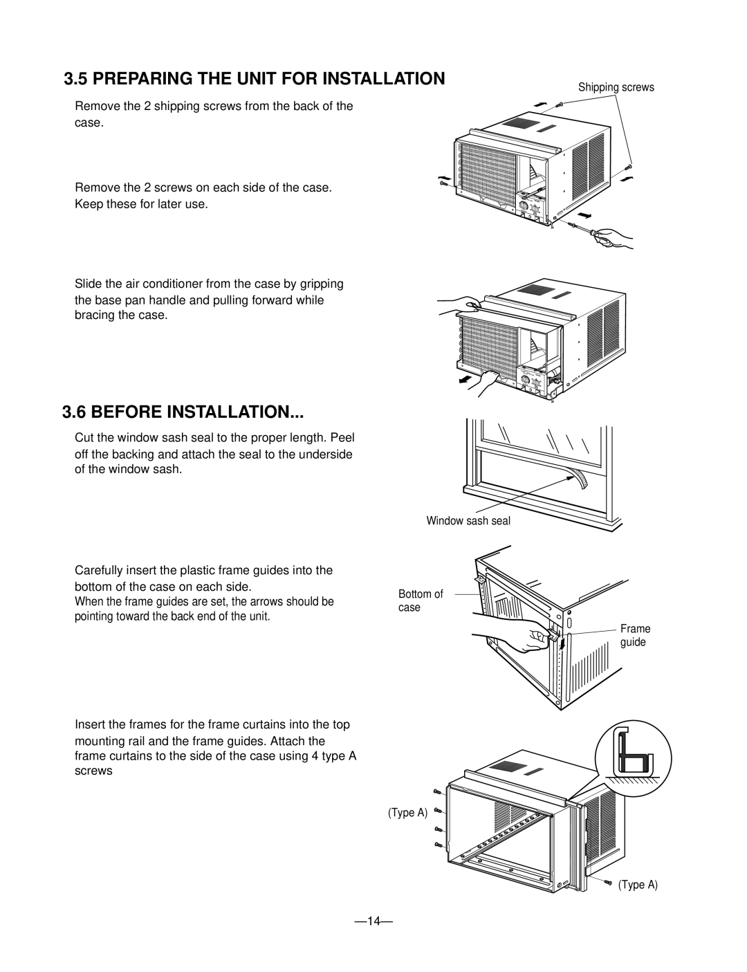 Friedrich ZQ08A10C manual Preparing the Unit for Installation, Before Installation 