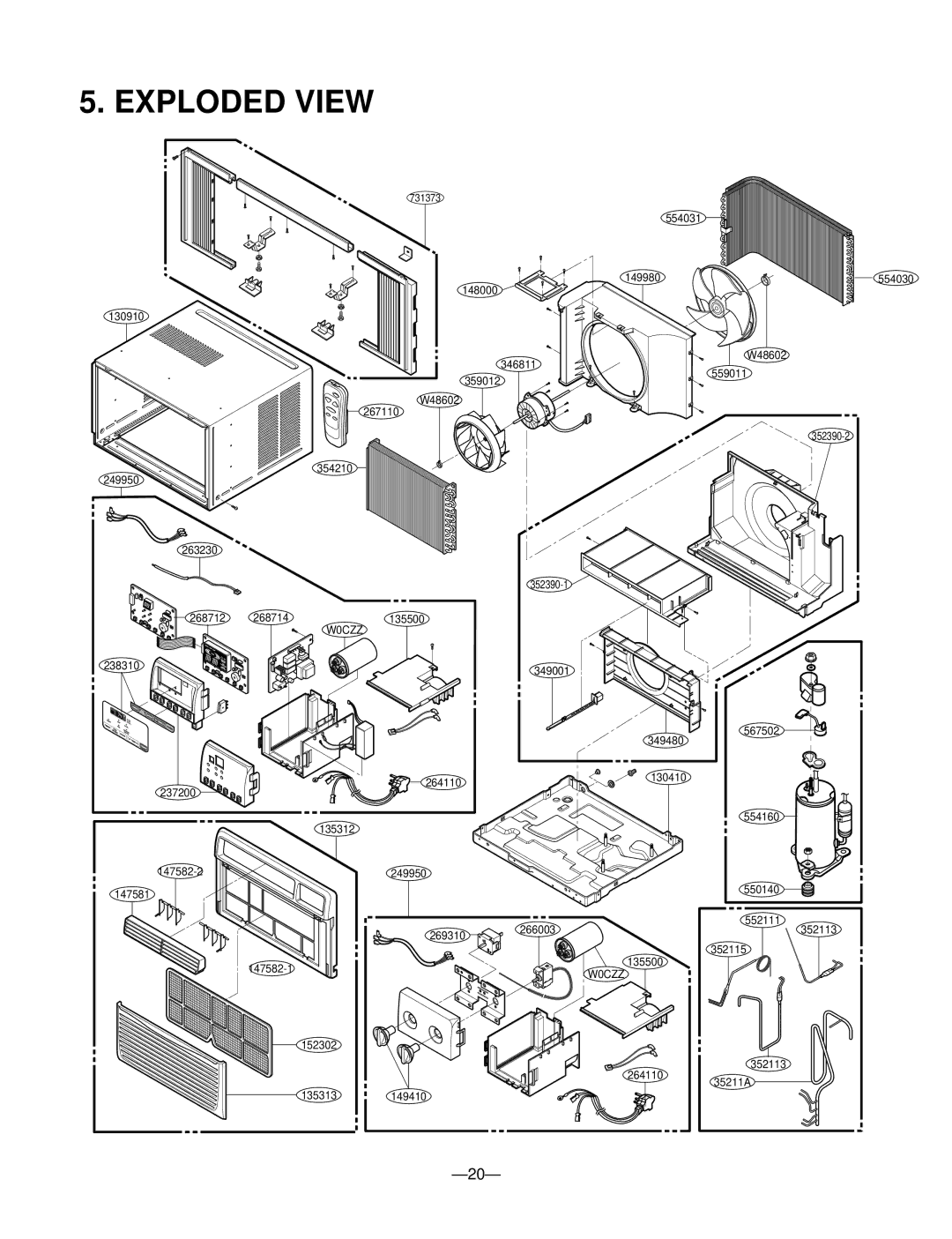 Friedrich ZQ08B10, ZQ10B10, CP10A10, CP08A10, CP12A10 manual Exploded View, W0CZZ 