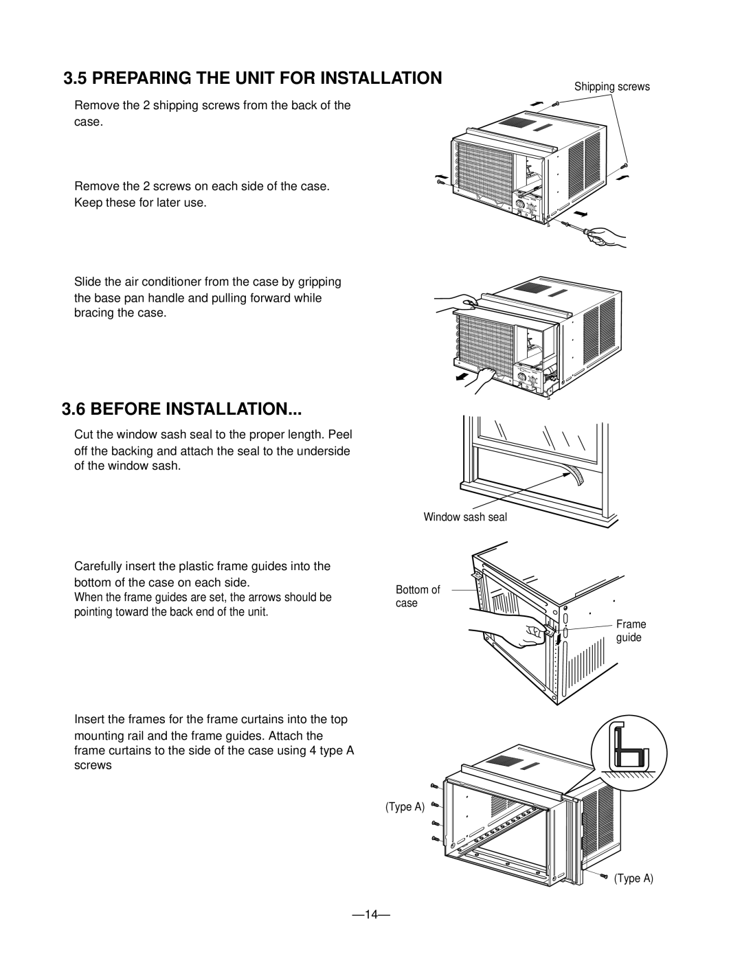 Friedrich ZQ10 A10B manual Preparing the Unit for Installation, Before Installation 