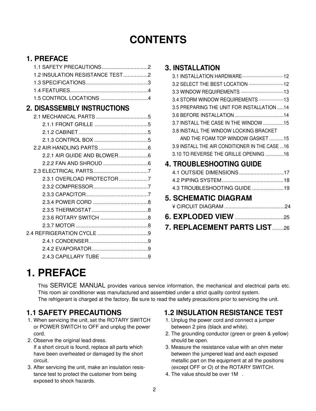 Friedrich ZQ10 A10B manual Contents, Preface 