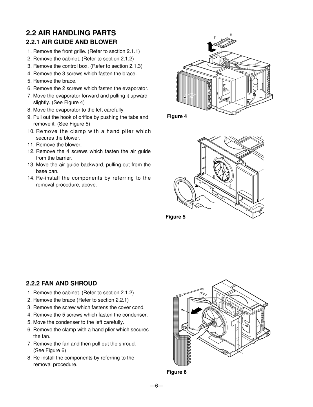 Friedrich ZQ10 A10B manual AIR Handling Parts, AIR Guide and Blower, FAN and Shroud 