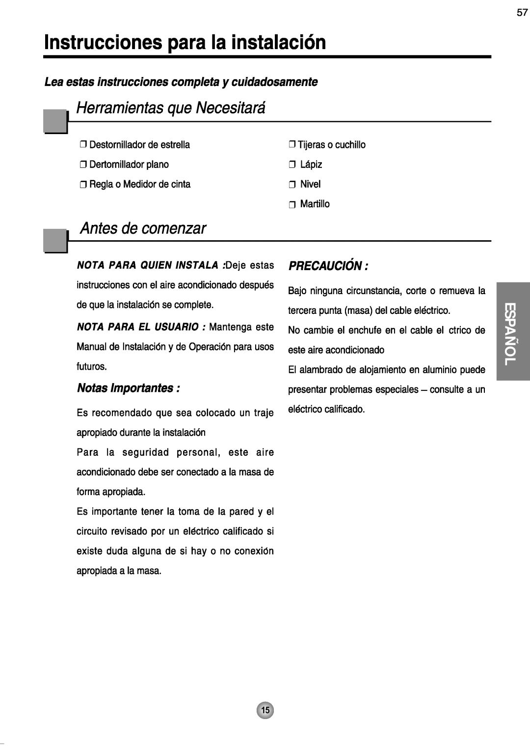 Friedrich ZQ08, ZQ10 operation manual Español 
