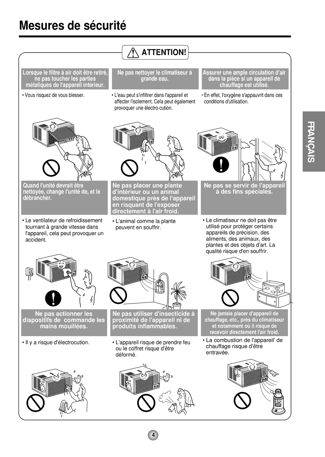 Friedrich ZStar ZQ08 ZQ10 operation manual Ne pas toucher les parties 