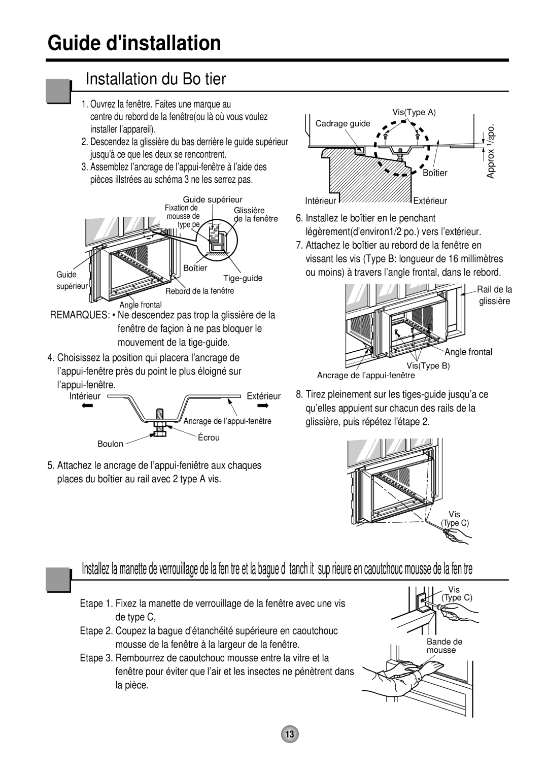 Friedrich ZStar ZQ08 ZQ10 operation manual Installation du Boîtier 