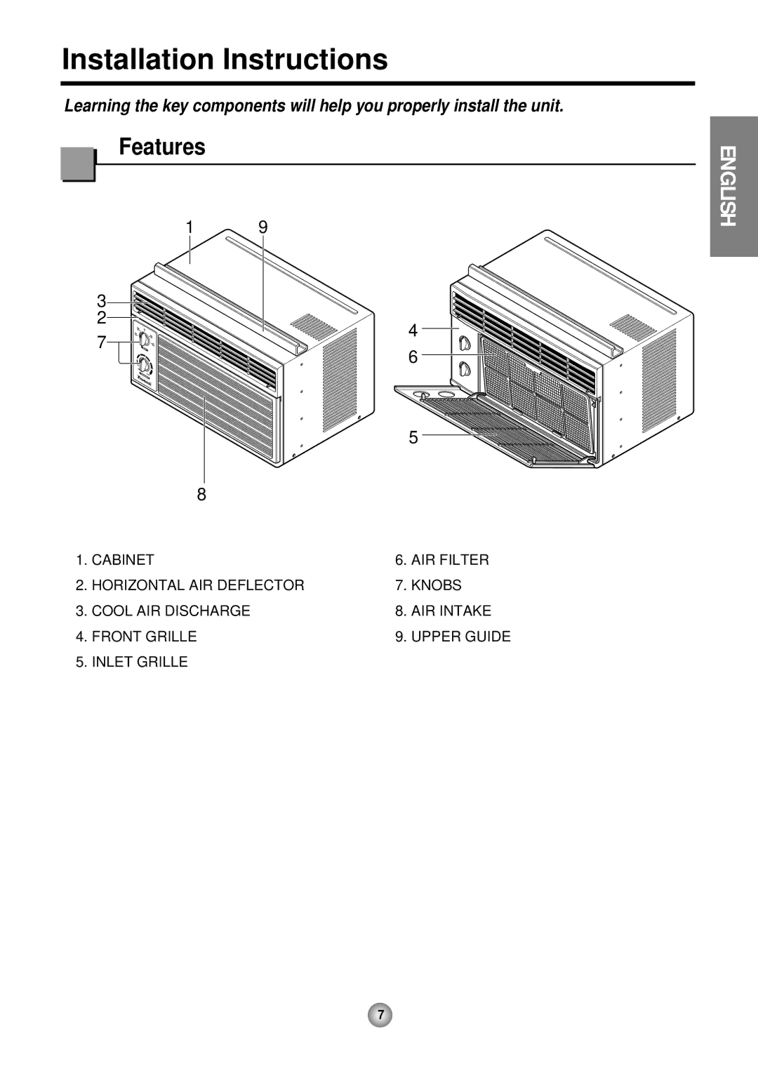 Friedrich ZStar operation manual Installation Instructions, Features 