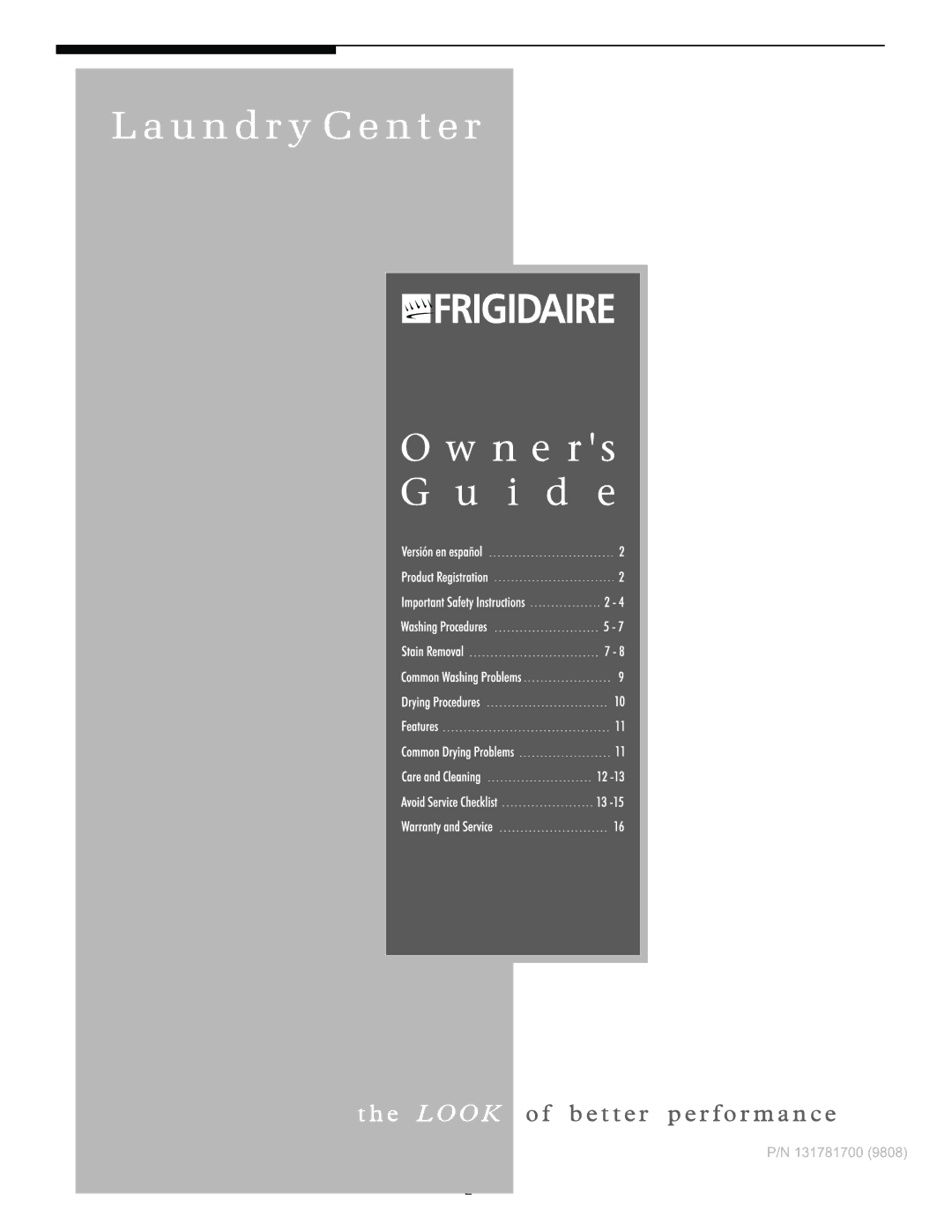 Frigidaire 131781700 manual 