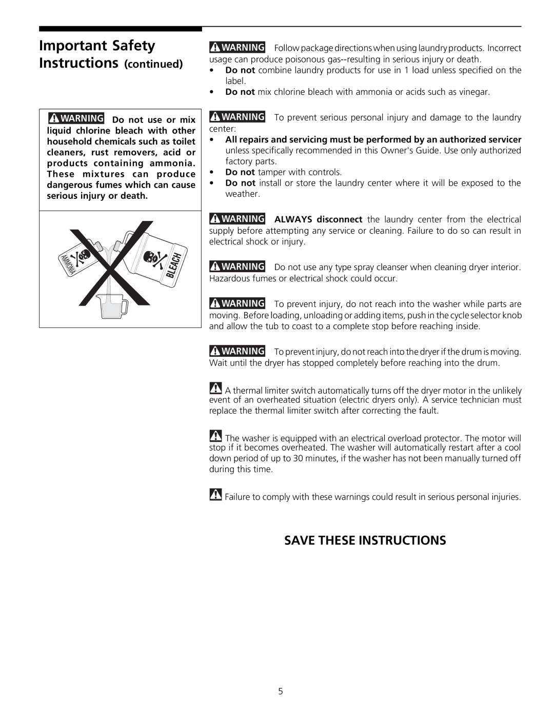 Frigidaire 131781700 manual Important Safety Instructions 