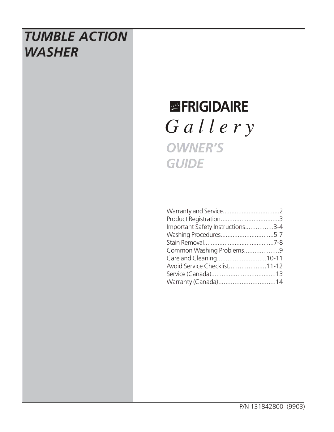 Frigidaire 131842800 warranty L l e r y 