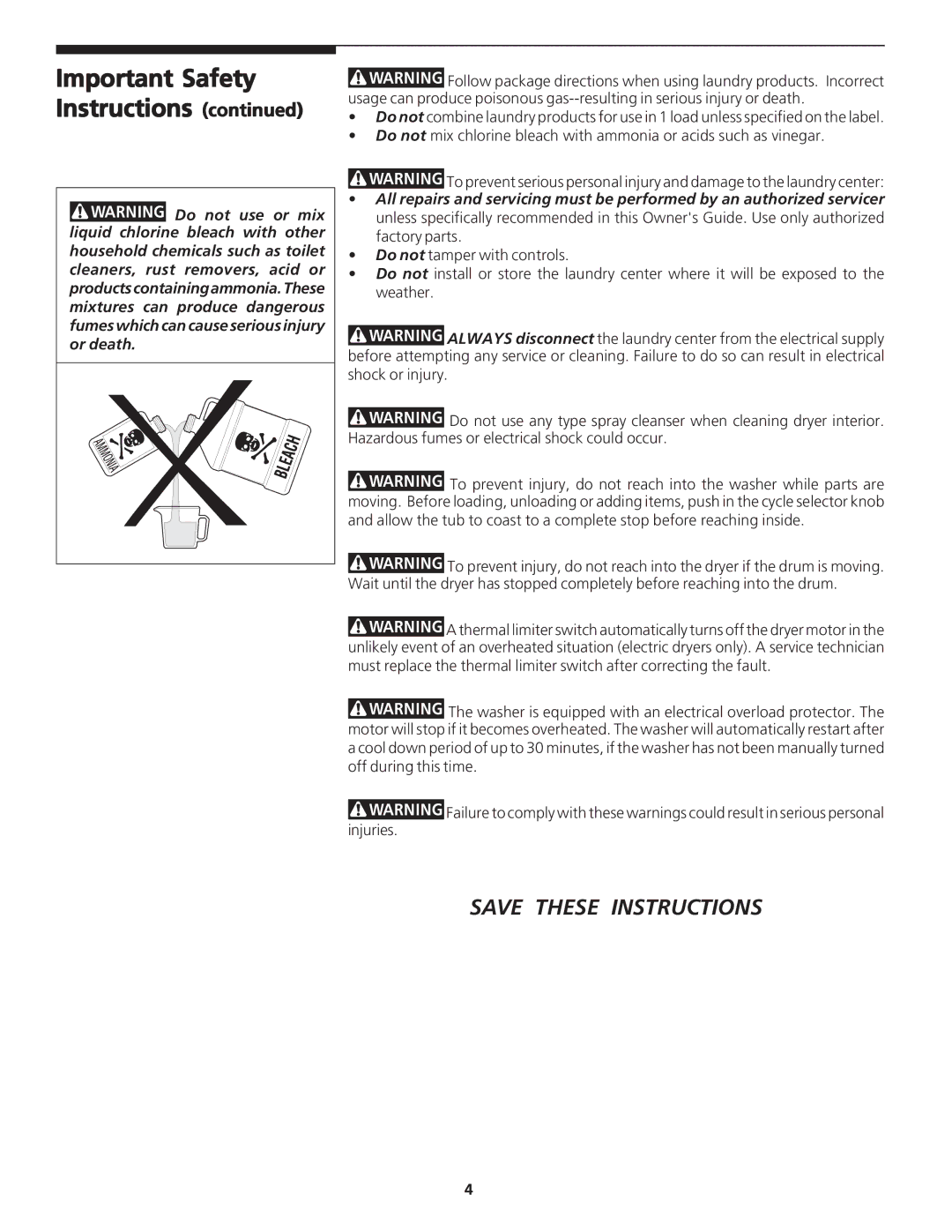 Frigidaire 134126300B important safety instructions Important Safety Instructions 