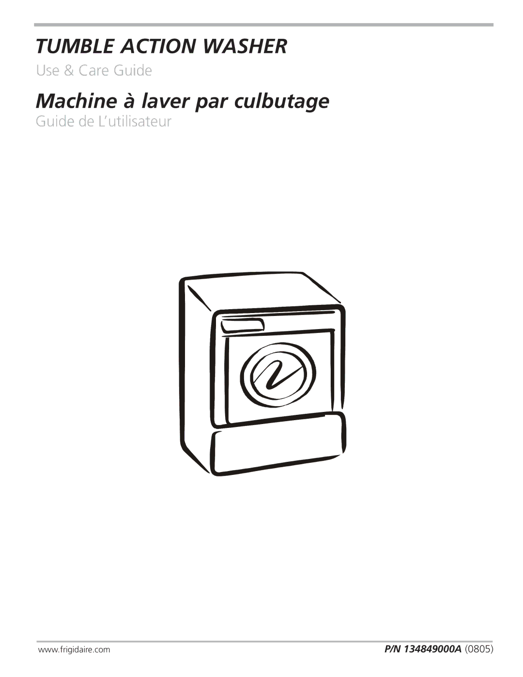 Frigidaire 134849000A manual Tumble Action Washer 