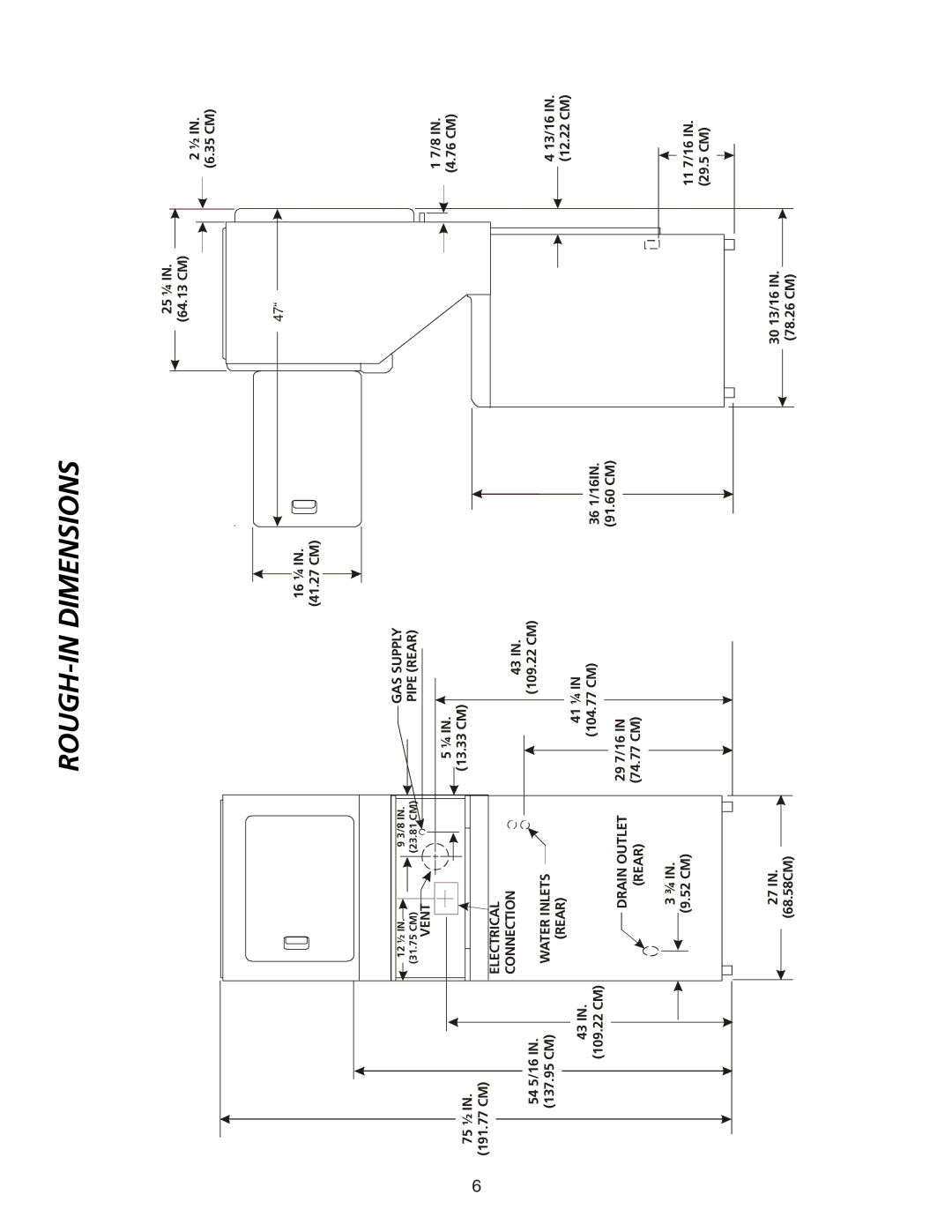 Frigidaire 134897500B installation instructions ROUGH-IN Dimensions 