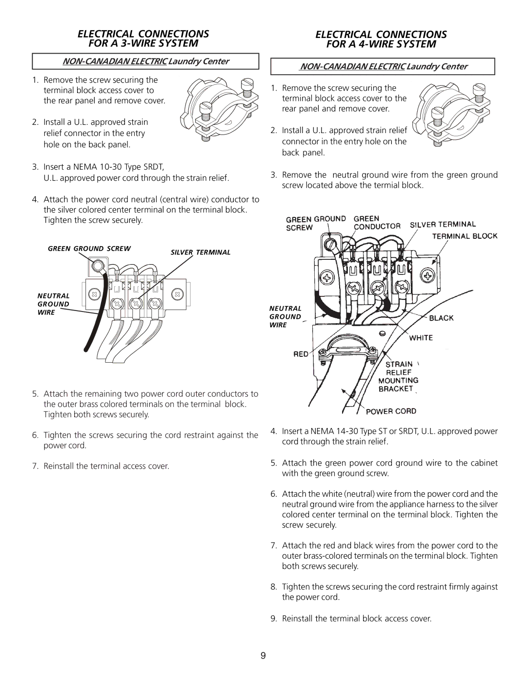 Frigidaire 134897500B installation instructions Electrical Connections For a 3-WIRE System 