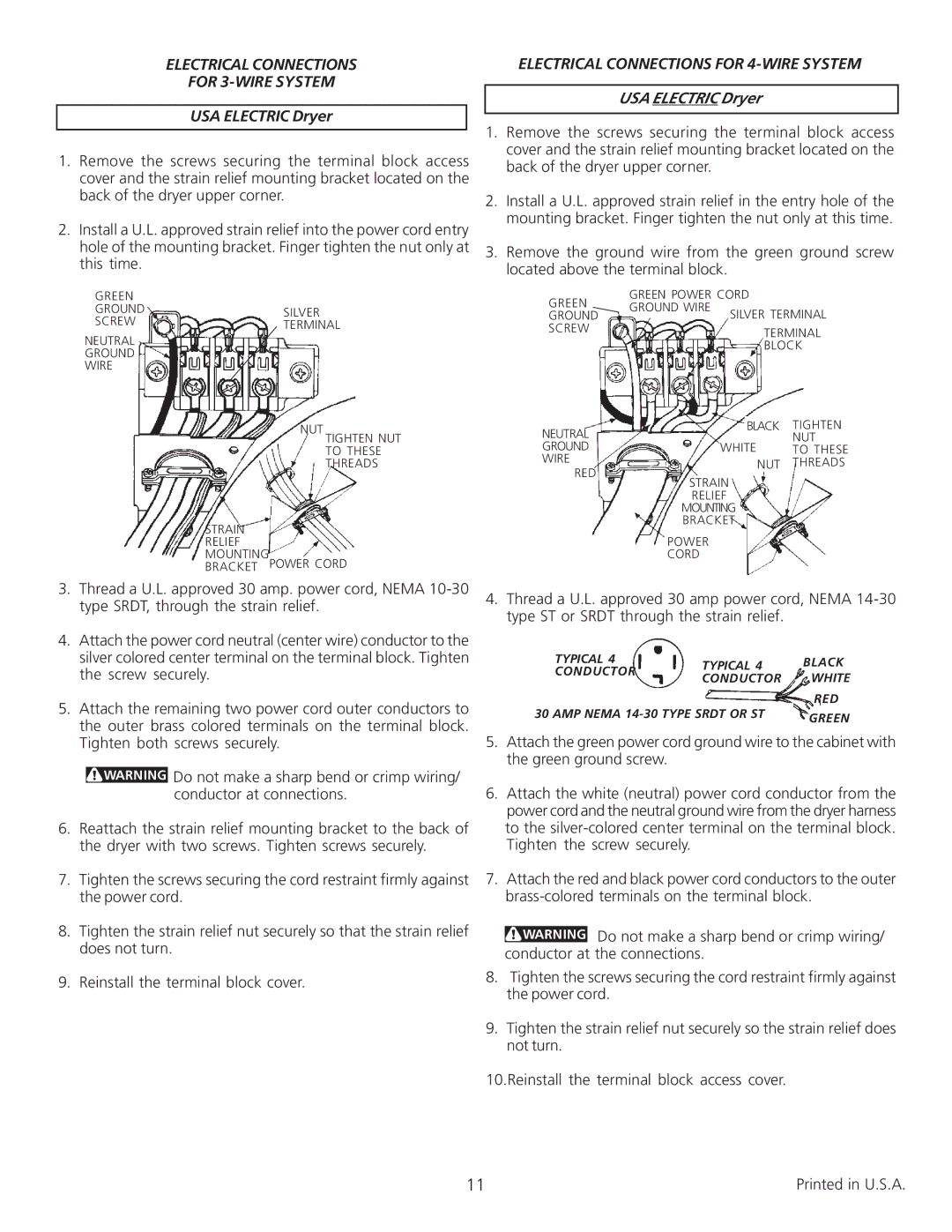 Frigidaire 0804, 134940500A Electrical Connections For 3-WIRE System, Electrical Connections for 4-WIRE System 