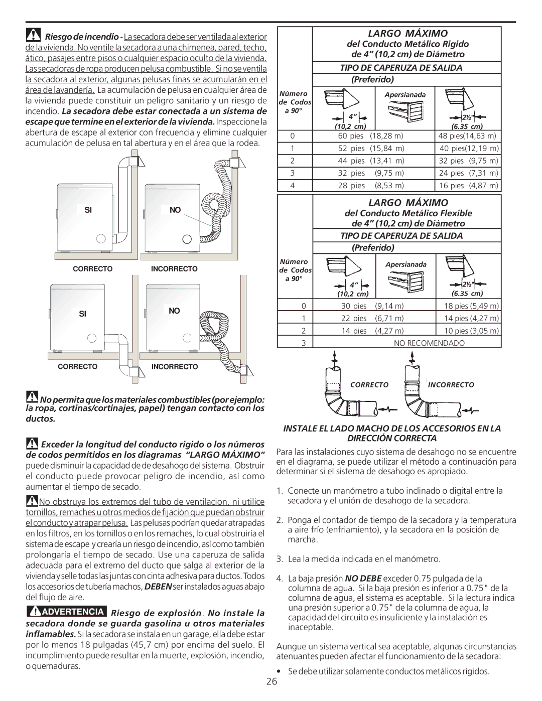 Frigidaire 137101400 Preferido, Del Conducto Metálico Flexible De 4 10,2 cm de Diámetro, Tipo DE Caperuza DE Salida 