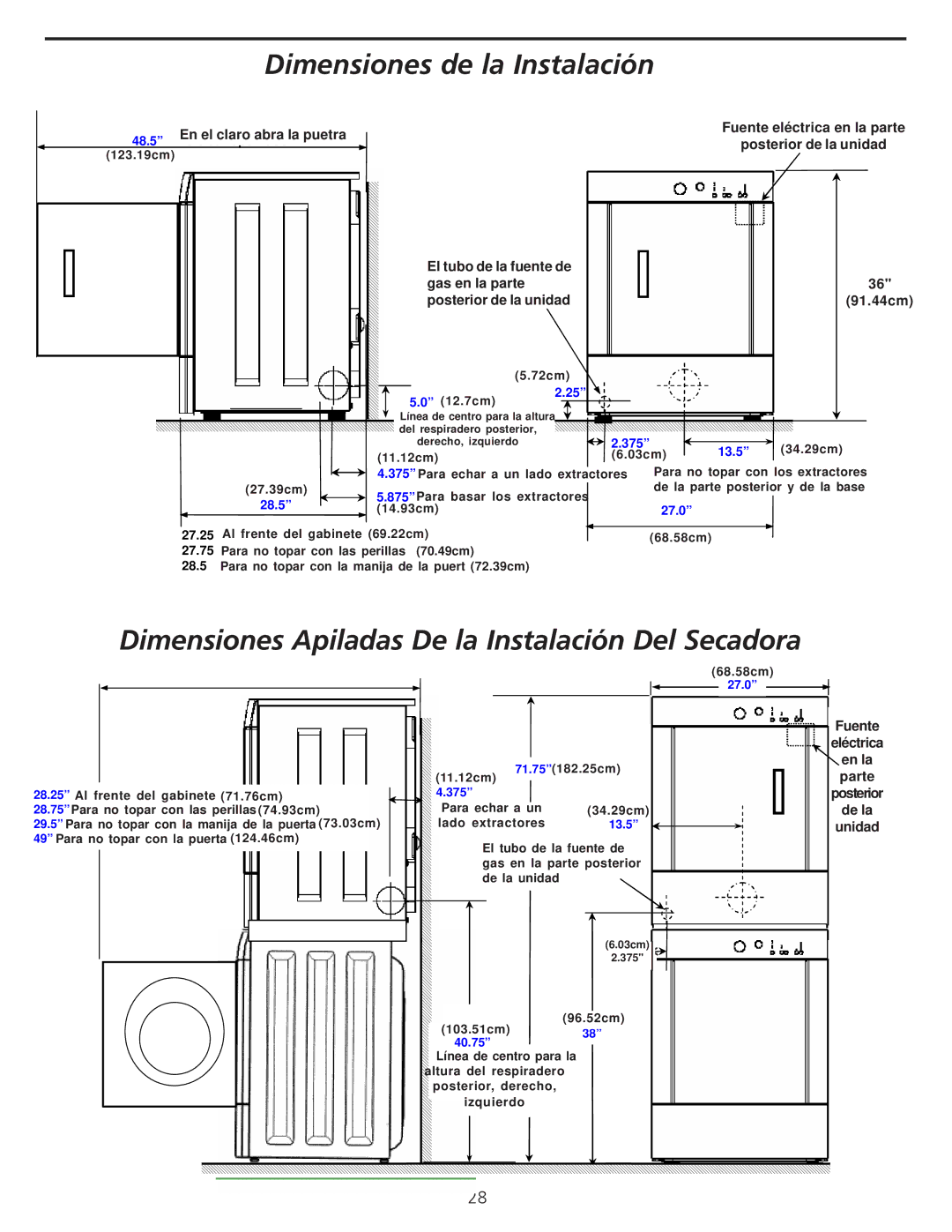 Frigidaire 137101400 installation instructions Dimensiones de la Instalación 