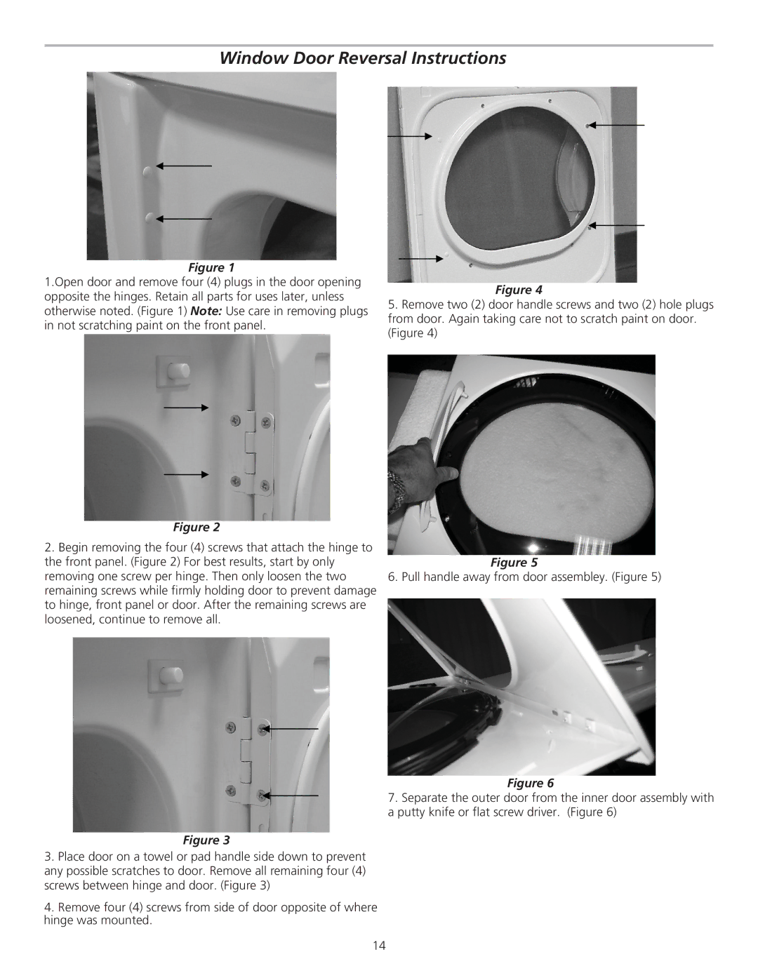 Frigidaire 137111800B installation instructions Window Door Reversal Instructions 