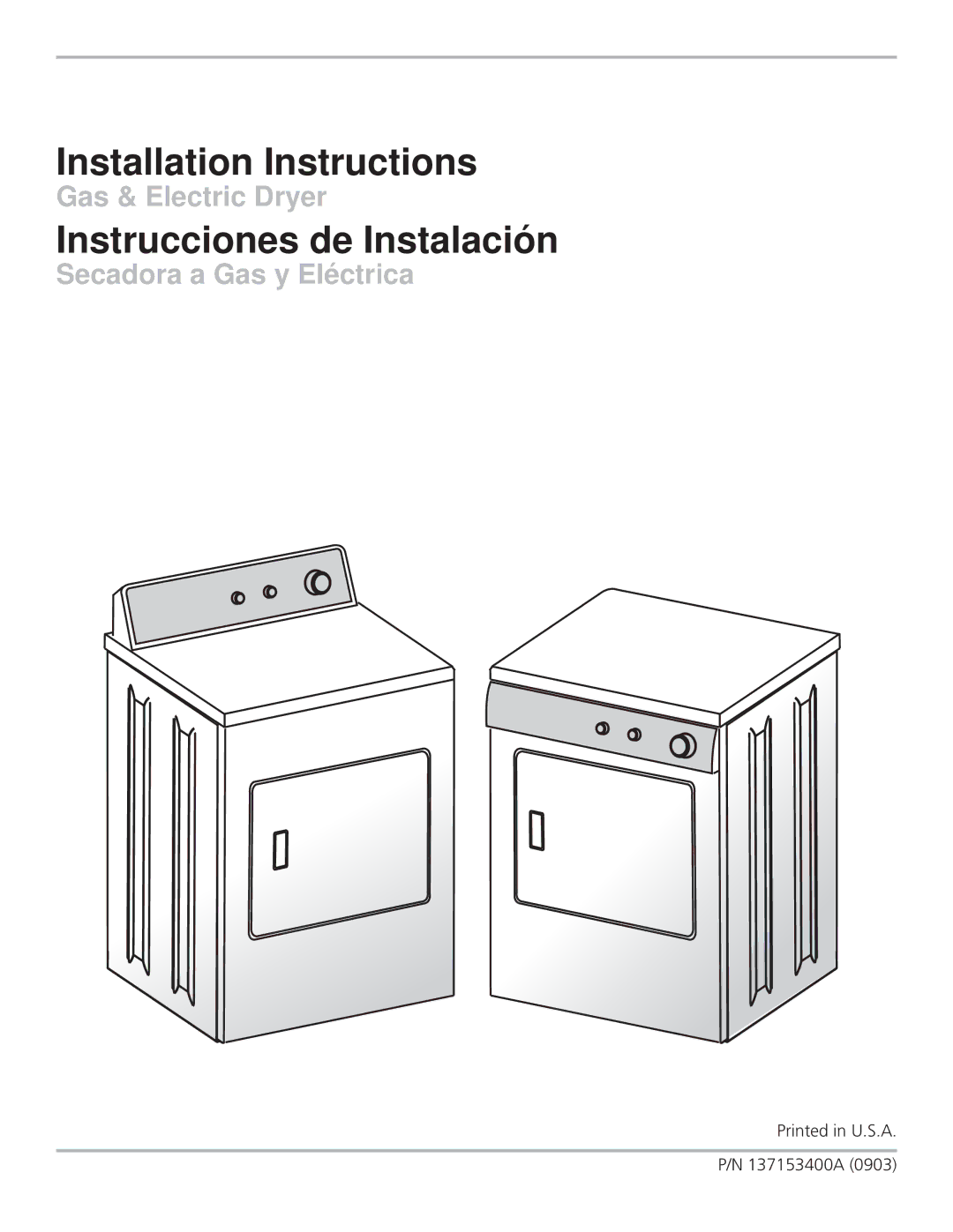 Frigidaire 137153400A installation instructions Installation Instructions 