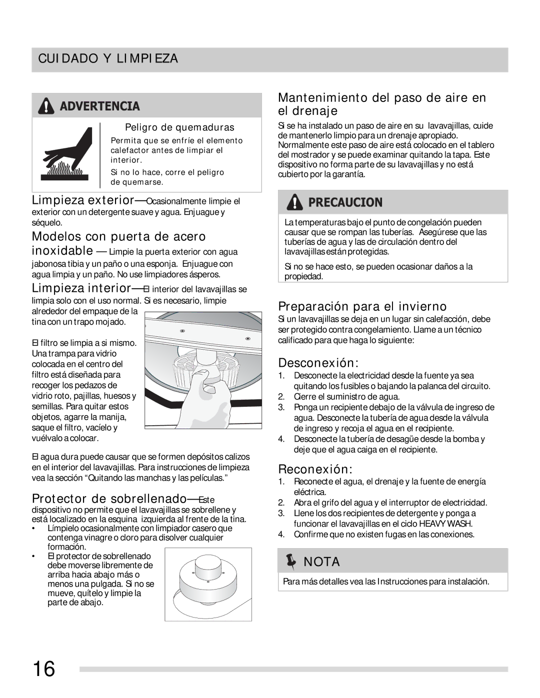 Frigidaire 154768703 manual Cuidado Y Limpieza 