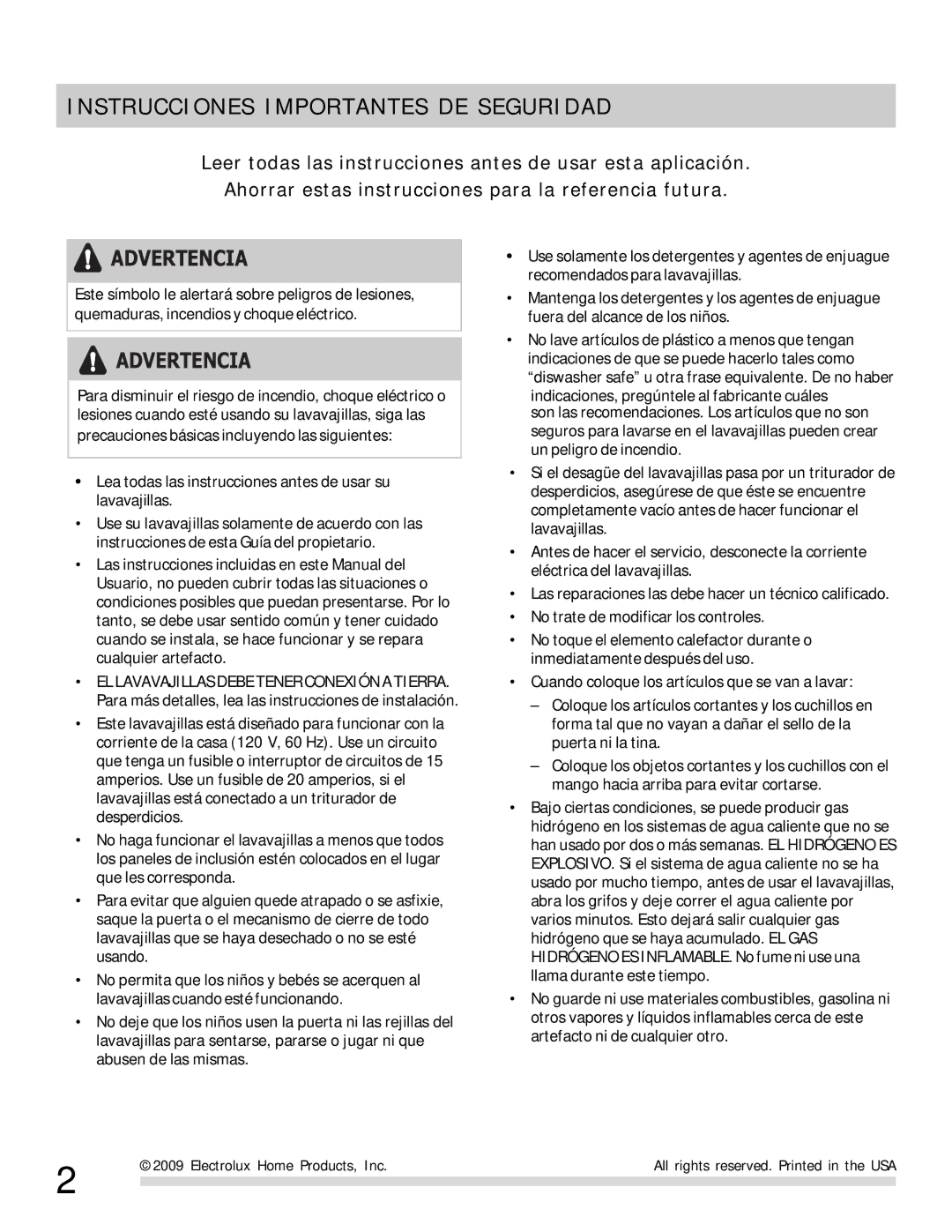 Frigidaire 154768703 manual Instrucciones Importantes DE Seguridad, Advertencia 