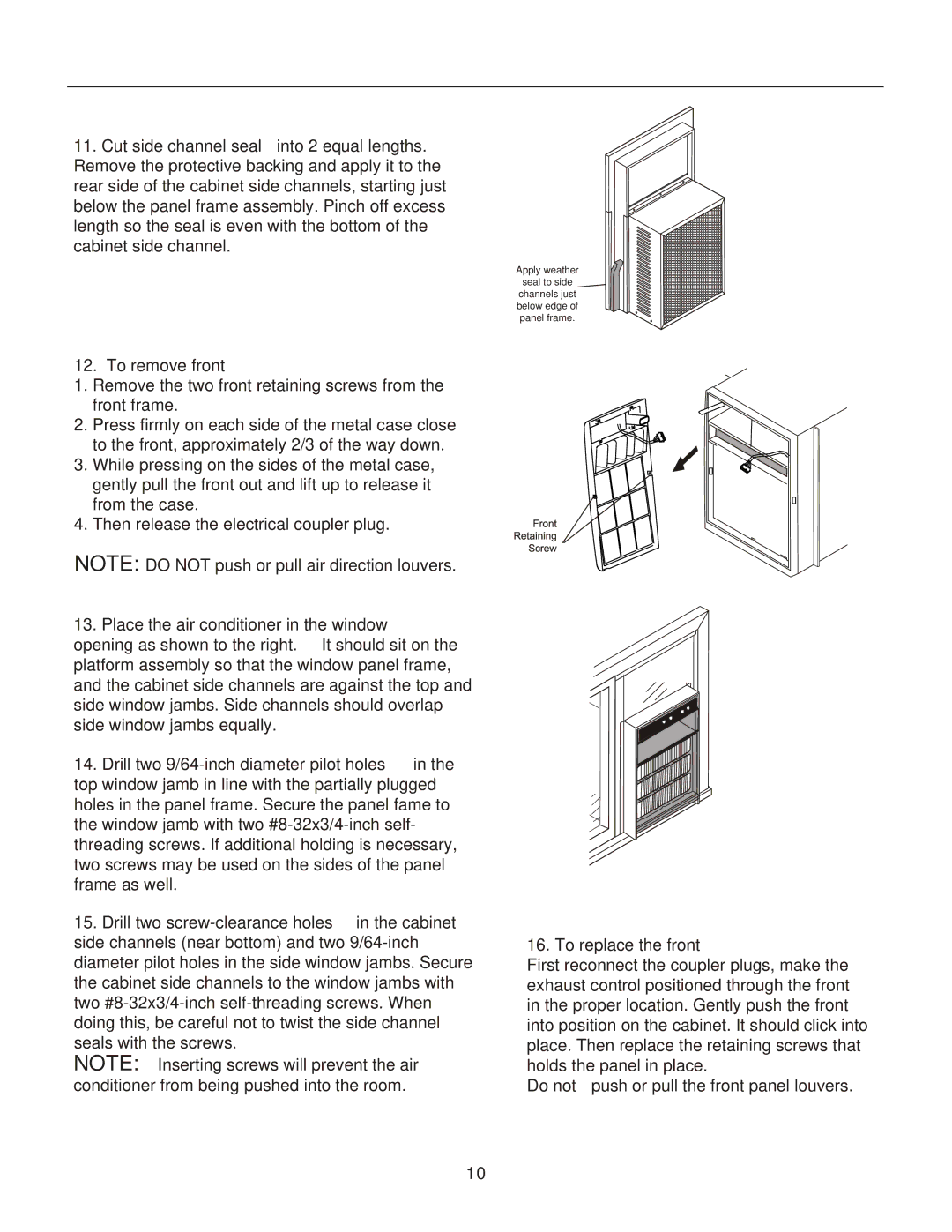 Frigidaire 2020213A0362 manual To remove front 