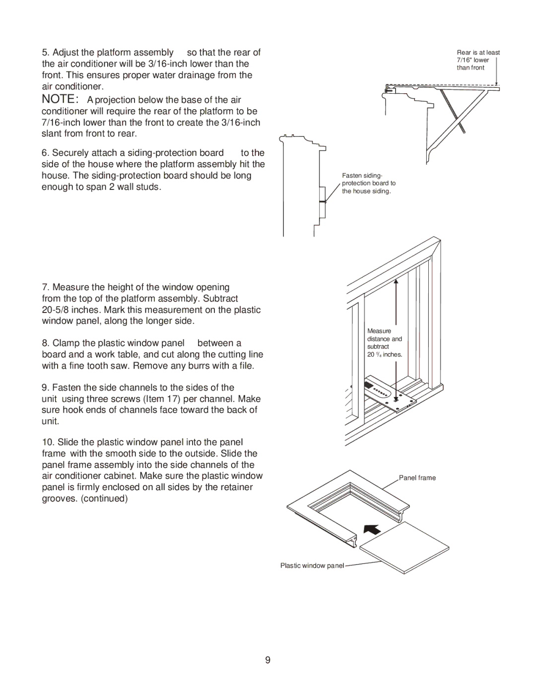 Frigidaire 2020213A0362 manual Fasten siding- protection board to the house siding 