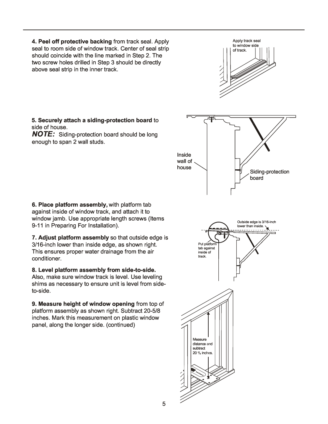 Frigidaire 2020213A0362 manual Securely attach a siding-protection board to side of house 