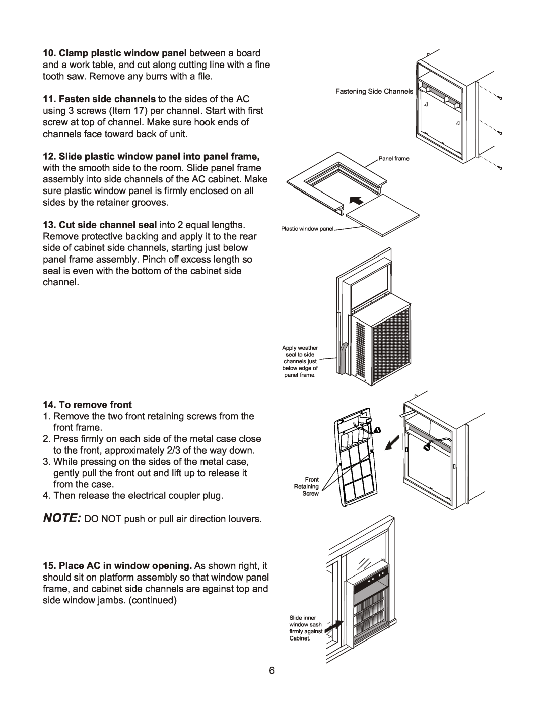 Frigidaire 2020213A0362 manual To remove front 