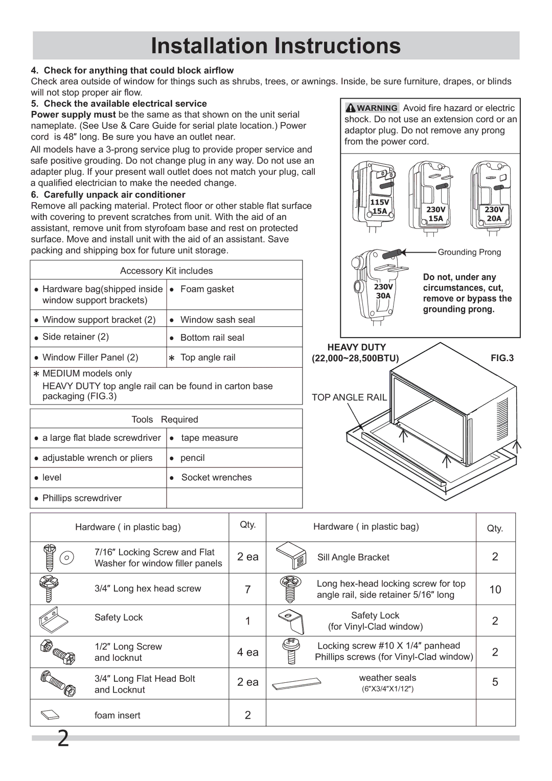 Frigidaire 2020219A0951 Check for anything that could block airflow, Check the available electrical service 