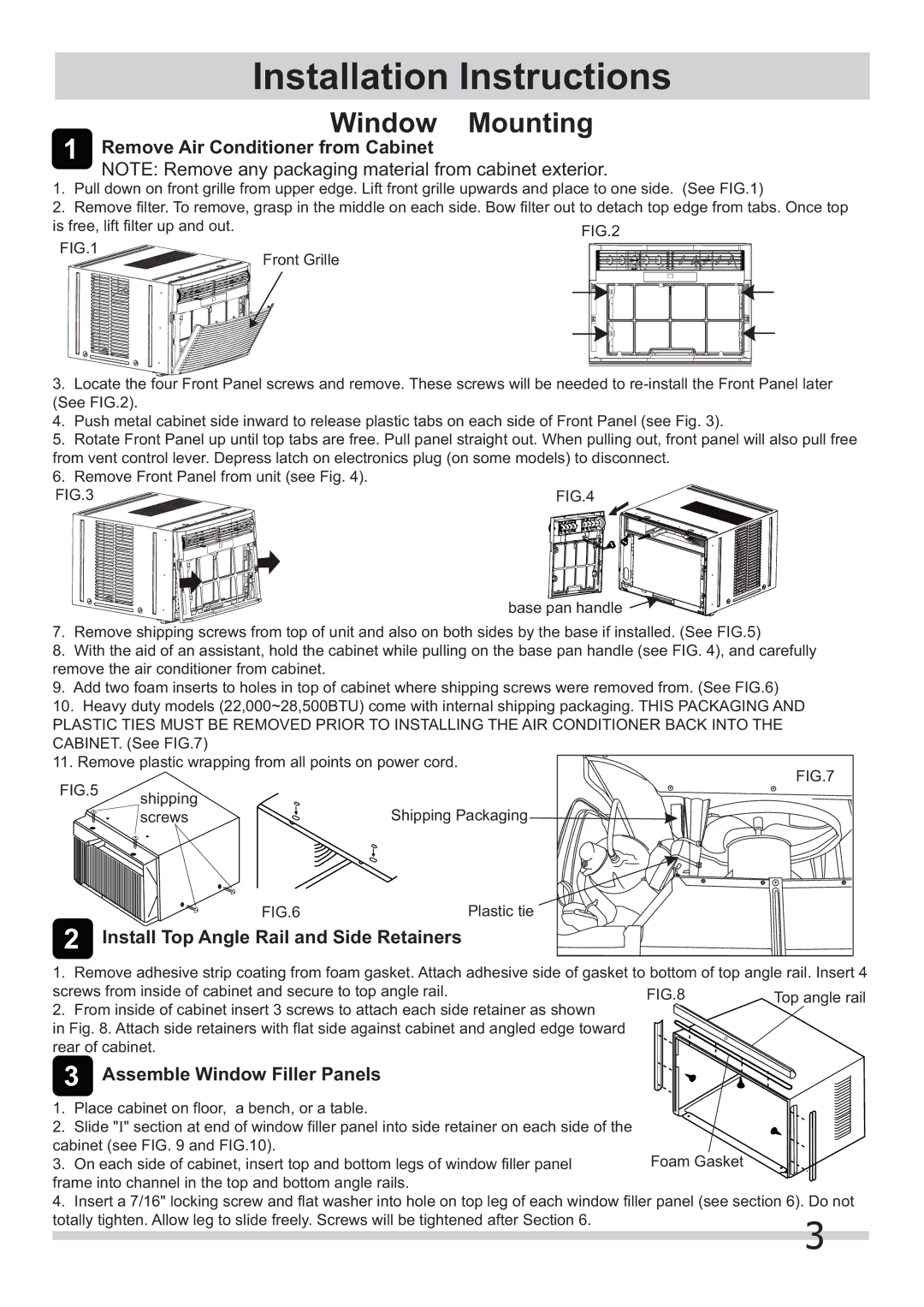 Frigidaire 2020219A0951 Remove Air Conditioner from Cabinet, Install Top Angle Rail and Side Retainers 