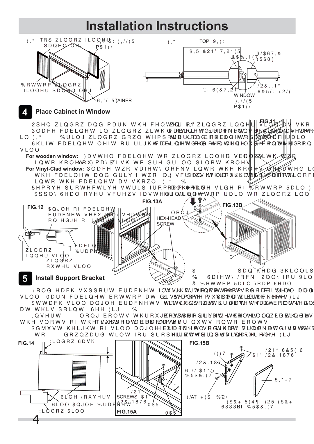 Frigidaire 2020219A0951 Place Cabinet in Window, Install Support Bracket, LqwrWkhFdelqhwDvVkrzq,*% 