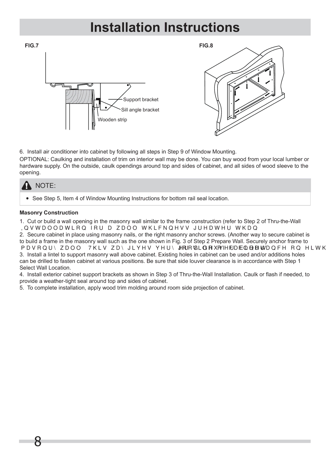 Frigidaire 2020219A0951 Masonry Construction, QvwdoodwlrqIruDZdooWklfnqhvvJuhdwhuWkdqƎ 