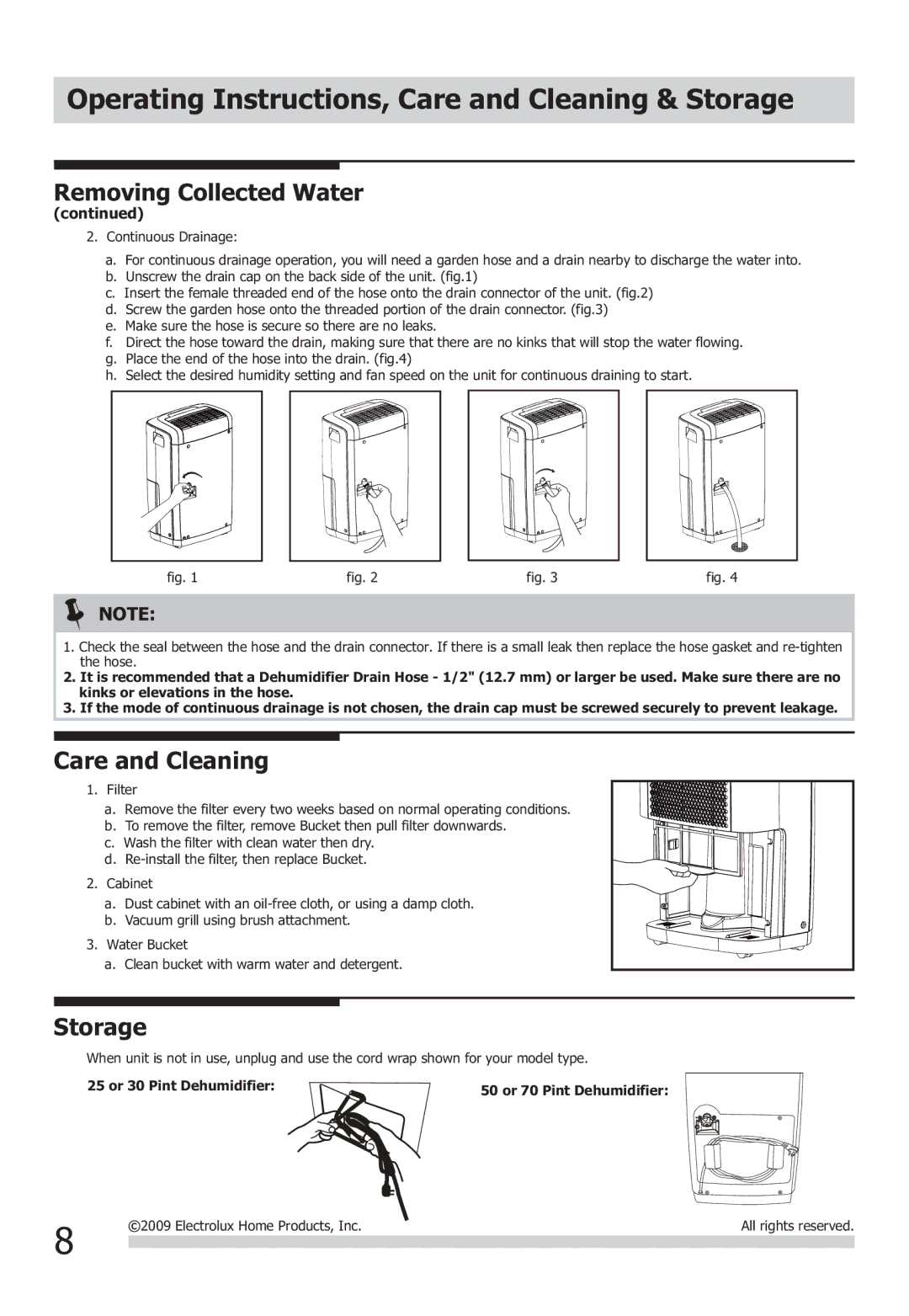 Frigidaire 2020266A0406 important safety instructions Operating Instructions, Care and Cleaning & Storage 