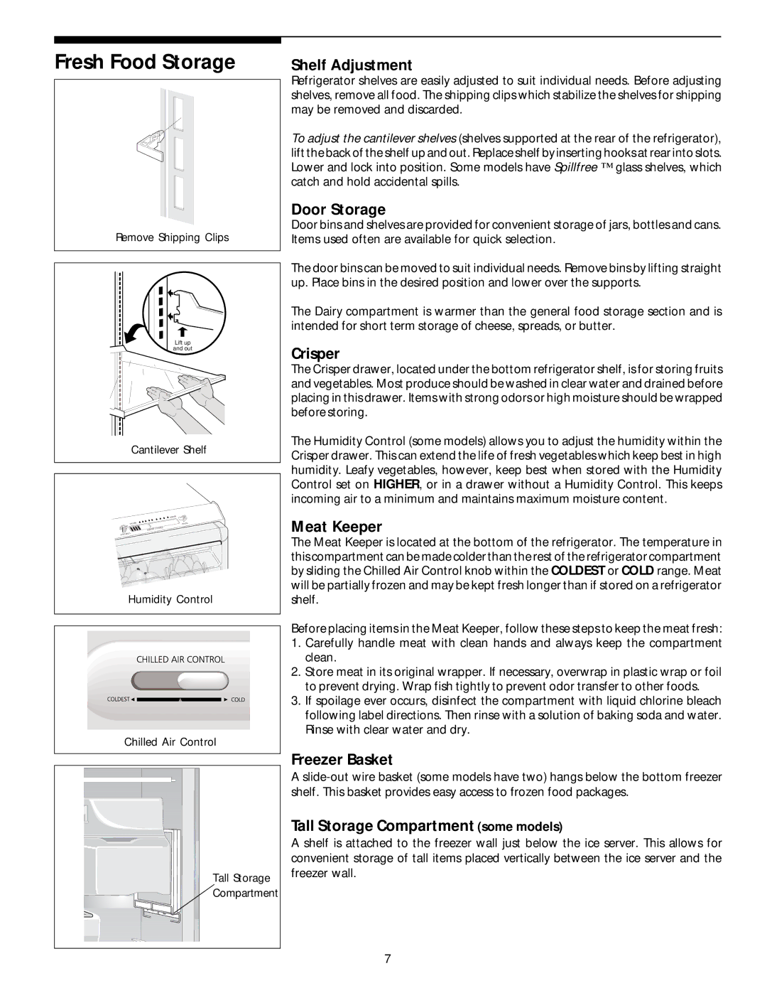 Frigidaire 218954901 manual Fresh Food Storage 