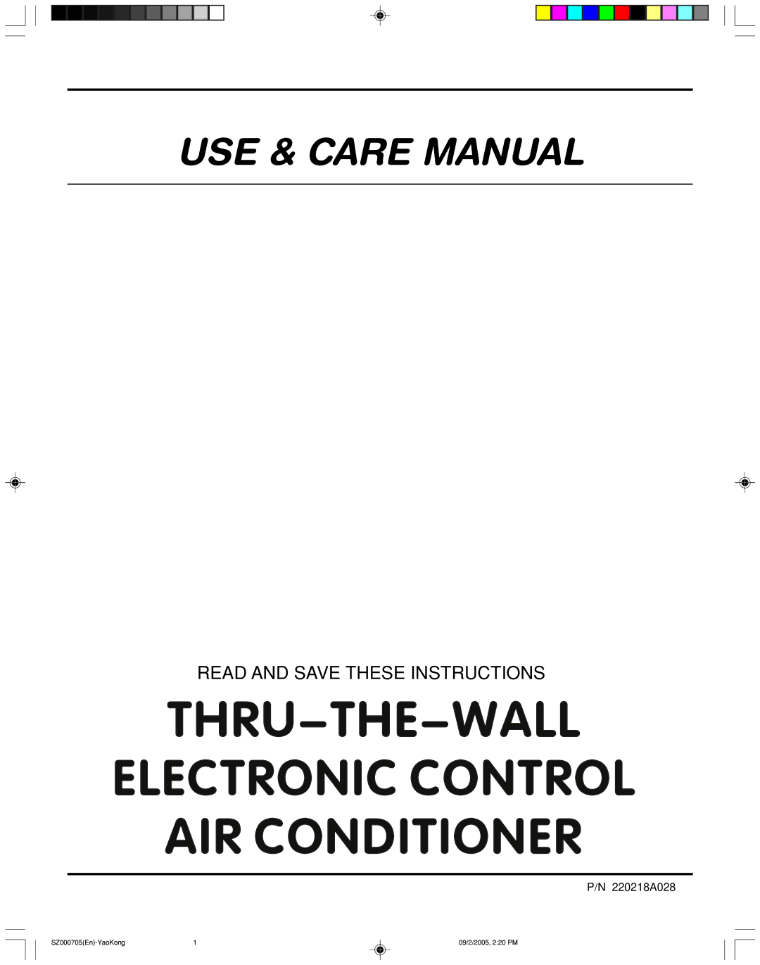 Frigidaire 220218A028 manual USE & Care Manual 