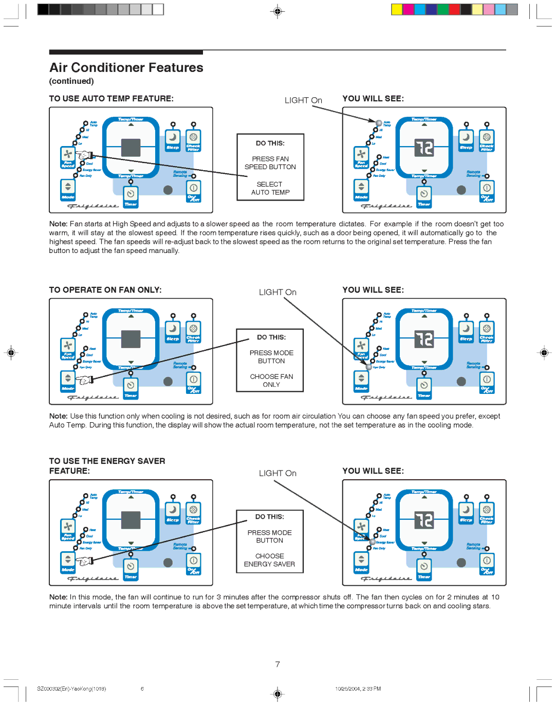 Frigidaire 220218A028 manual 