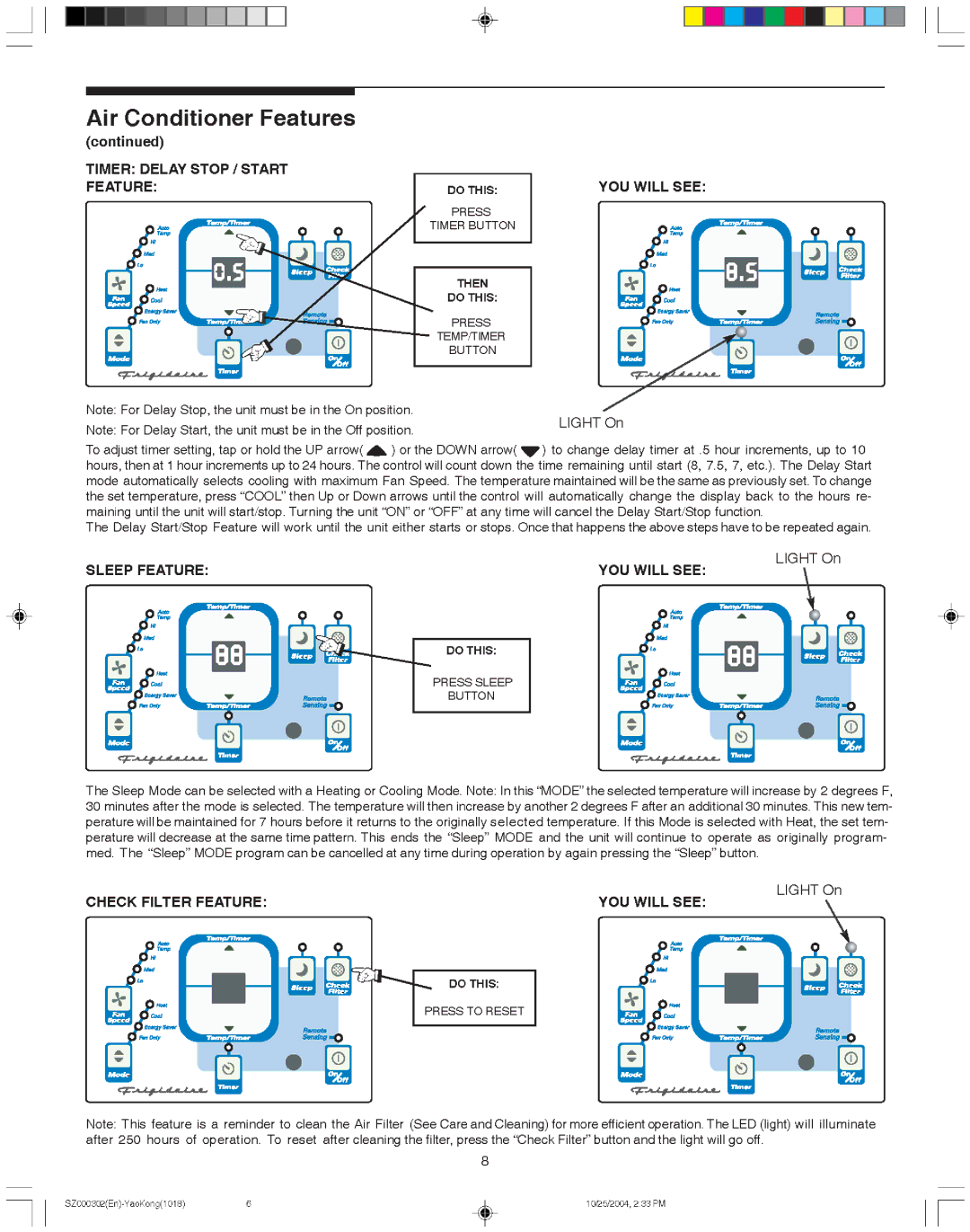 Frigidaire 220218A028 manual 