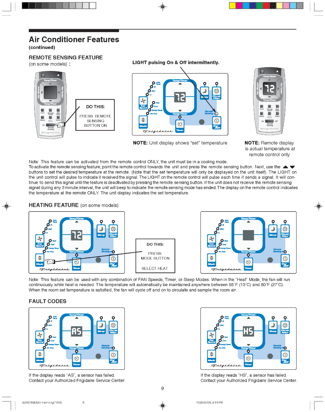 Frigidaire 220218A028 manual 