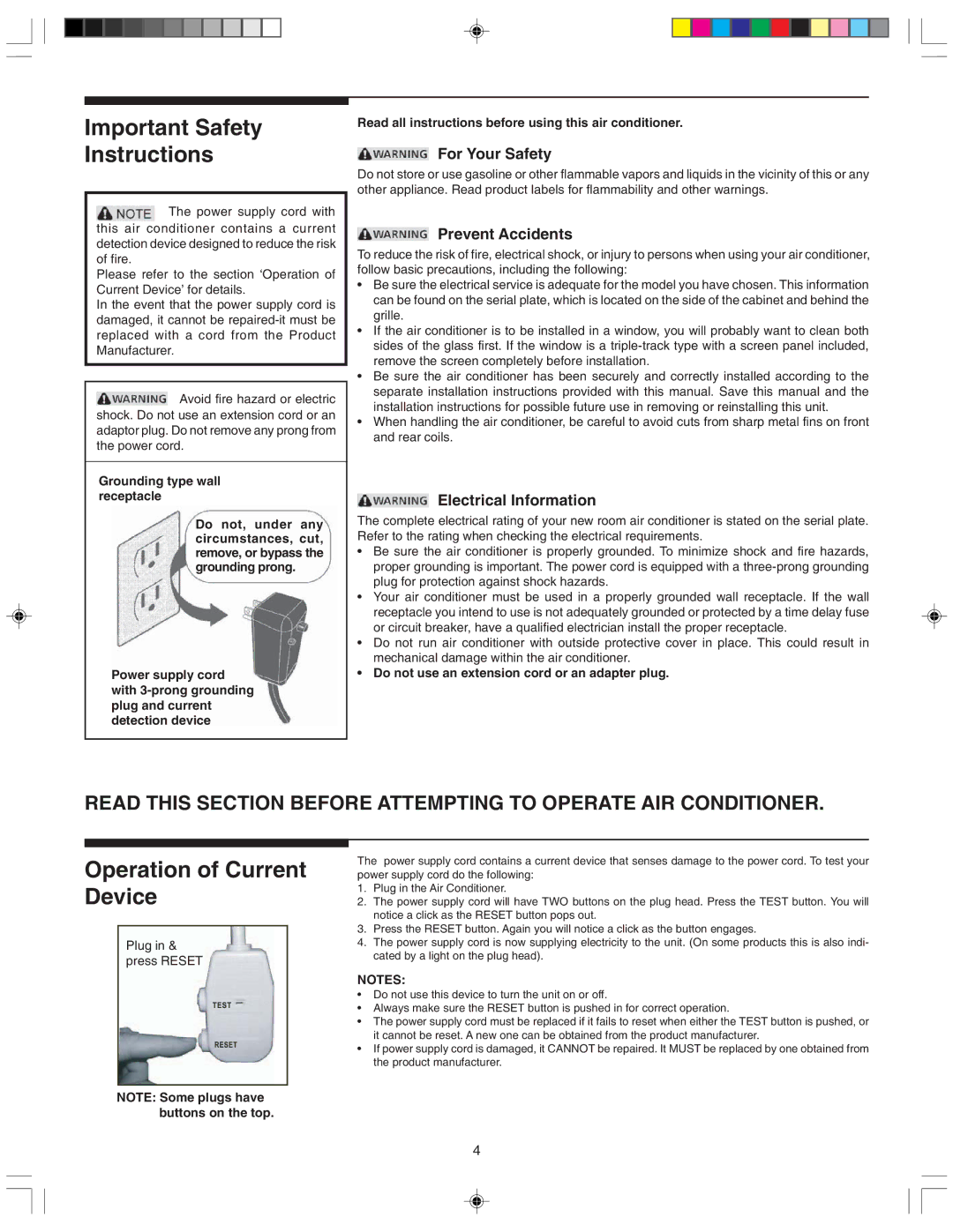 Frigidaire 220219A255 manual Important Safety Instructions, Plug in & press Reset 