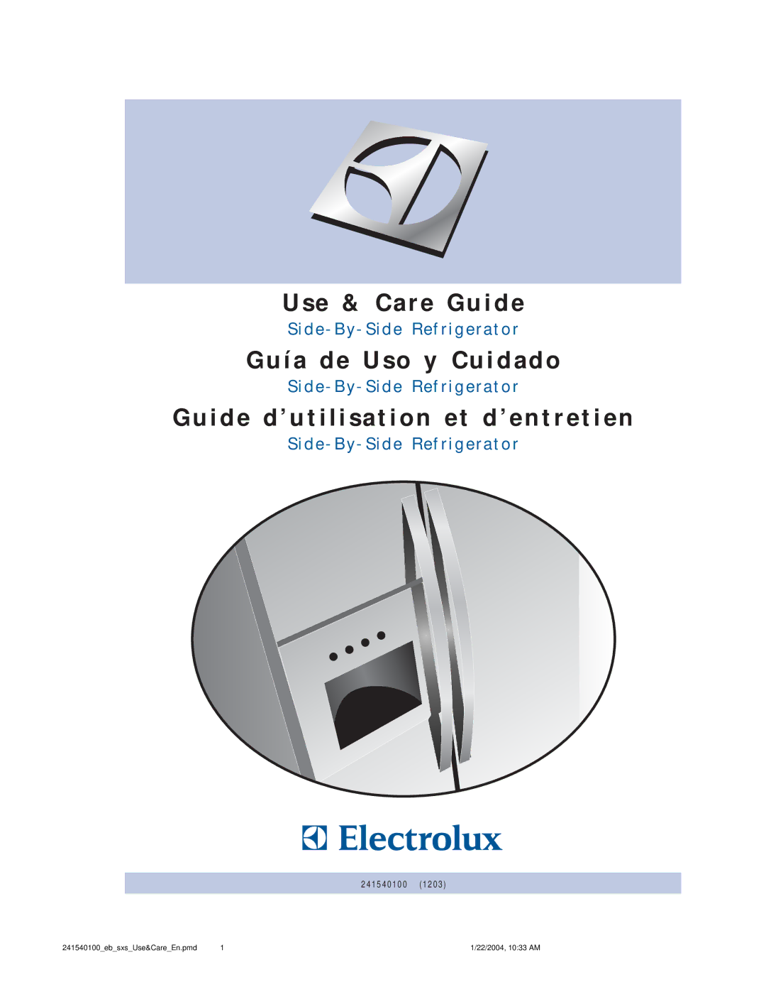 Frigidaire 241540100 (1203) manual Use & Care Guide 