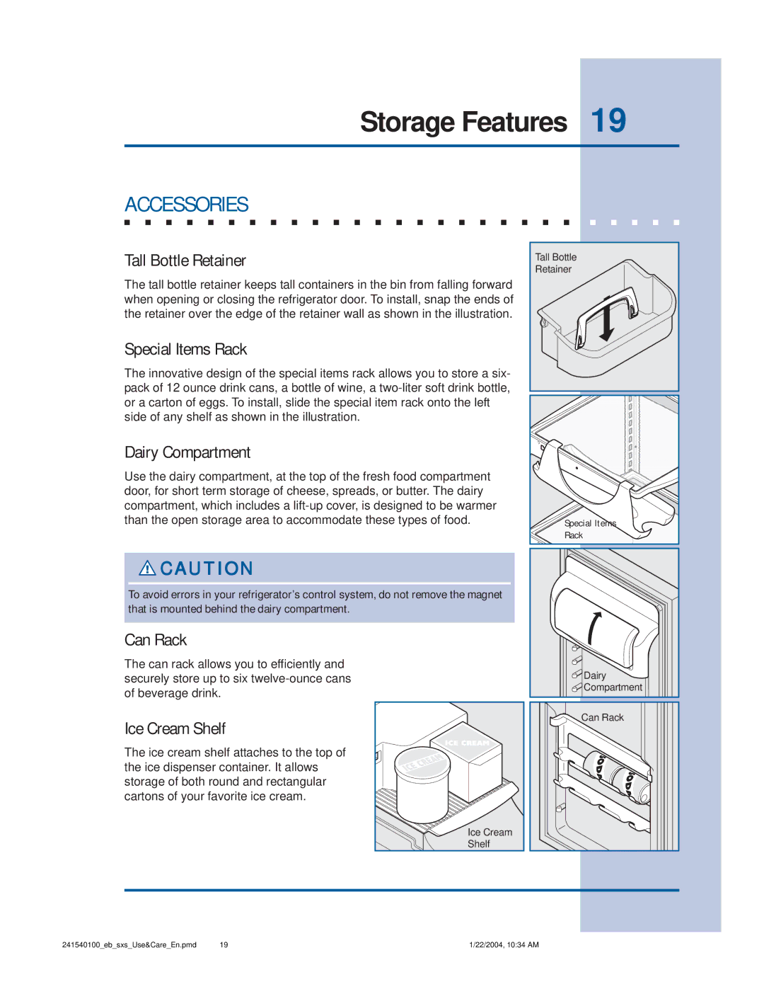 Frigidaire 241540100 (1203) manual Accessories 