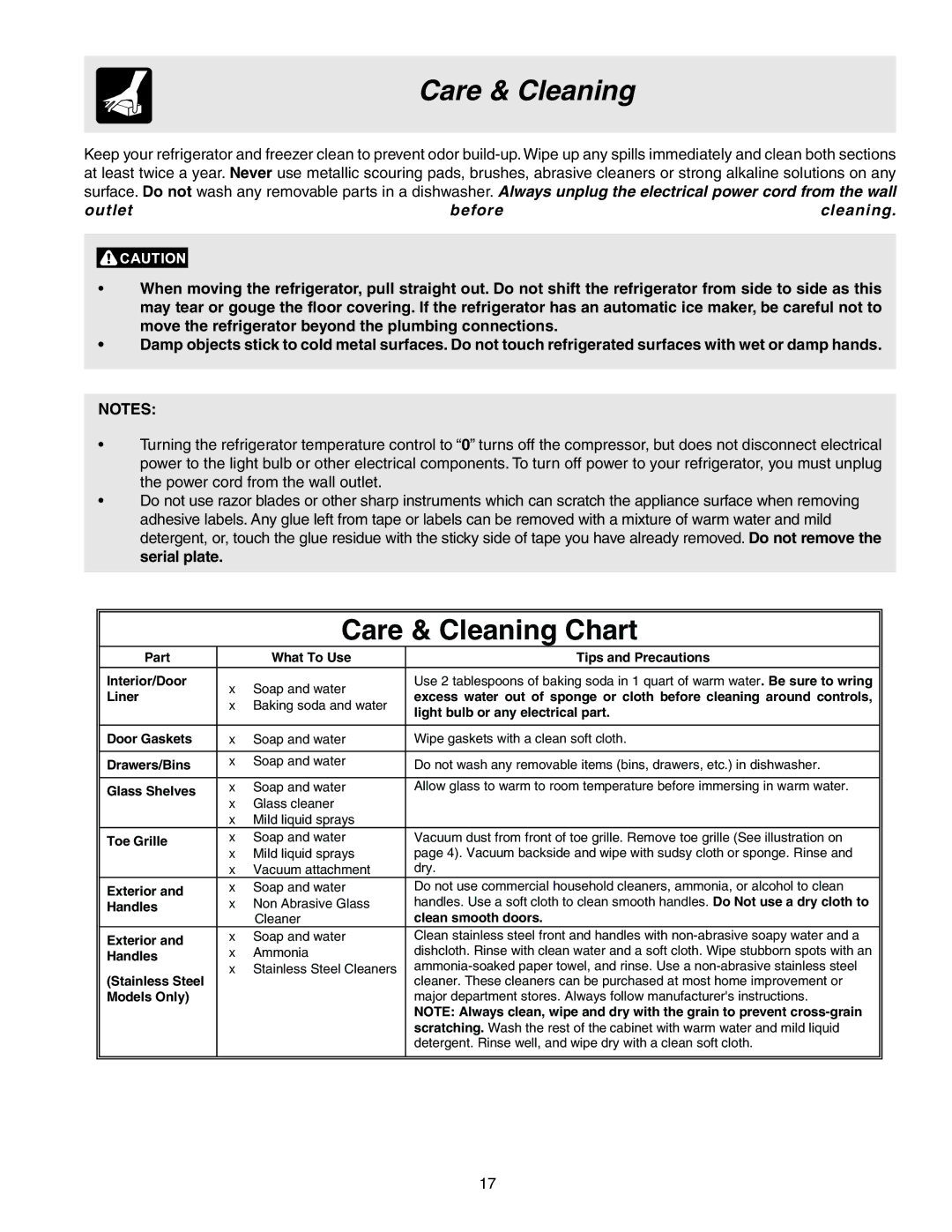 Frigidaire 241567600 warranty Care & Cleaning, Outlet Before Cleaning 